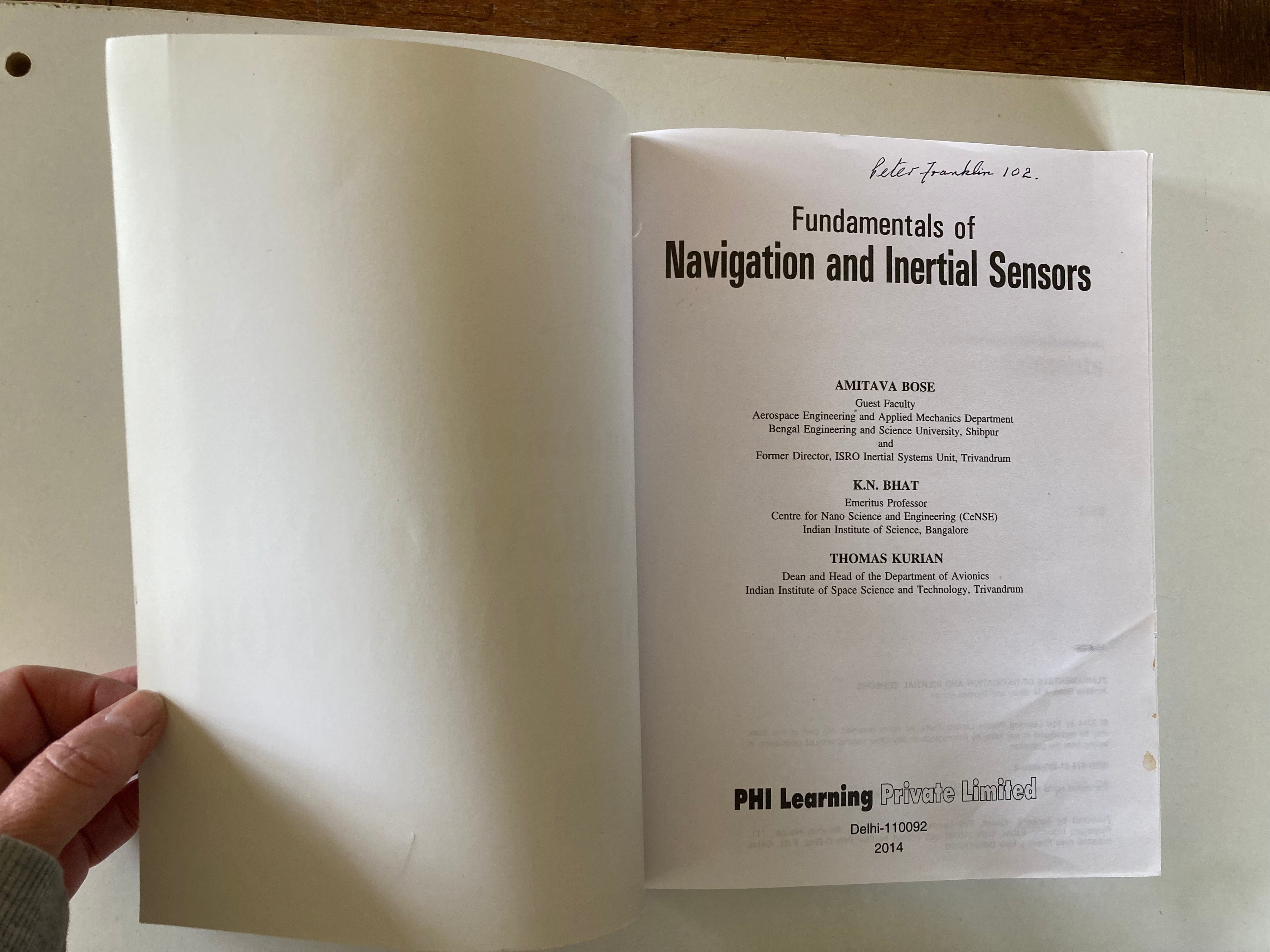 Fundamentals of Navigation and Inertial Sensors Paperback Book by Amitava Bose, K N Bhat and Thomas Kurian
