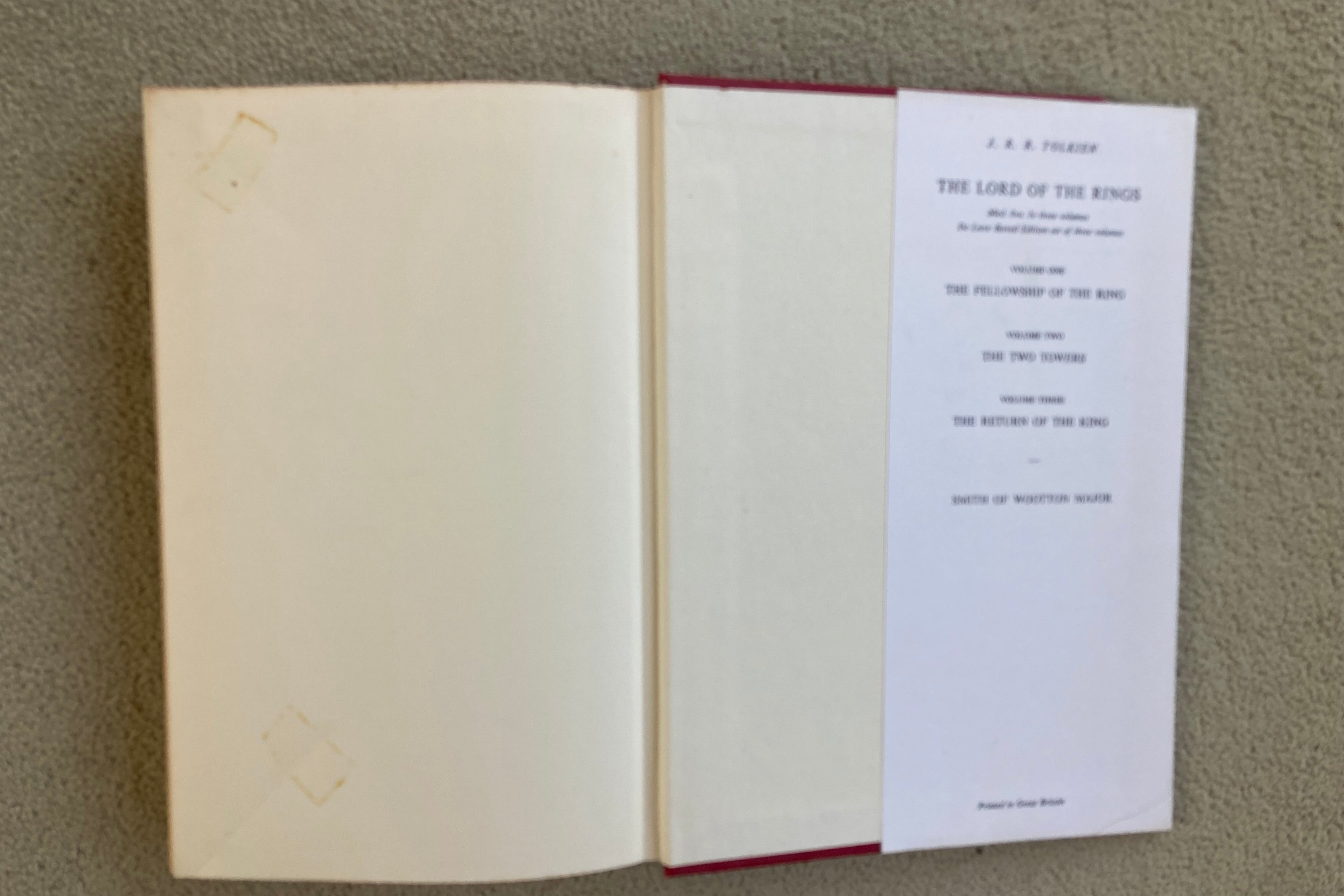 Lord of the Rings Three Book Collection J R R Tolkien George Allen & Unwin Second Edition Fifth/Sixth Impression 1970/1971