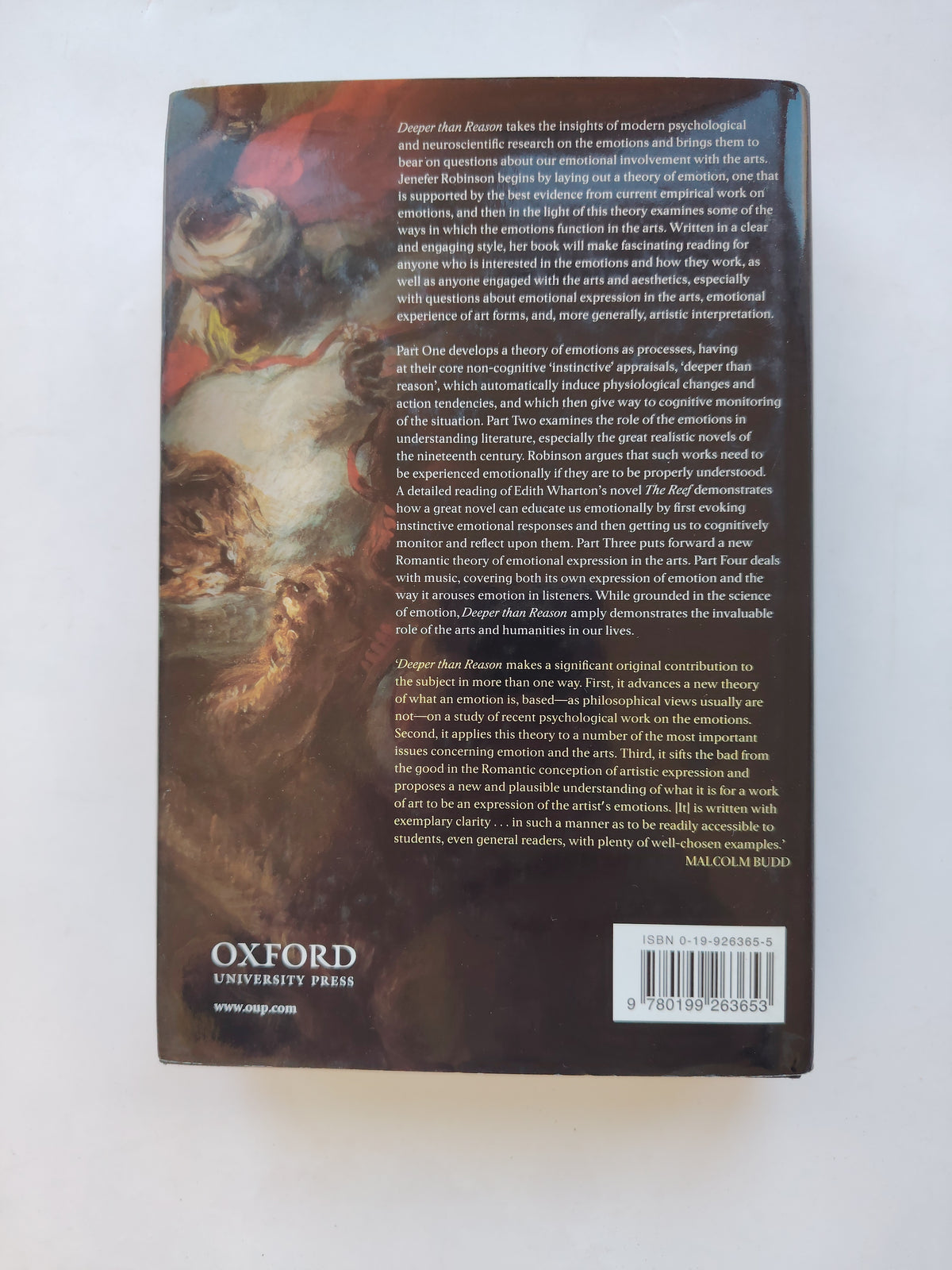 Deeper Than Reason Emotion and its Role in Literature Music and Art by Jenefer Robinson First Edition 2005