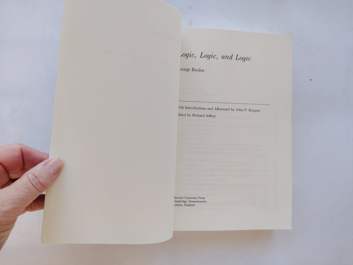 Logic, Logic, and Logic by George Boolos Harvard University Press First Edition Paperback 1990