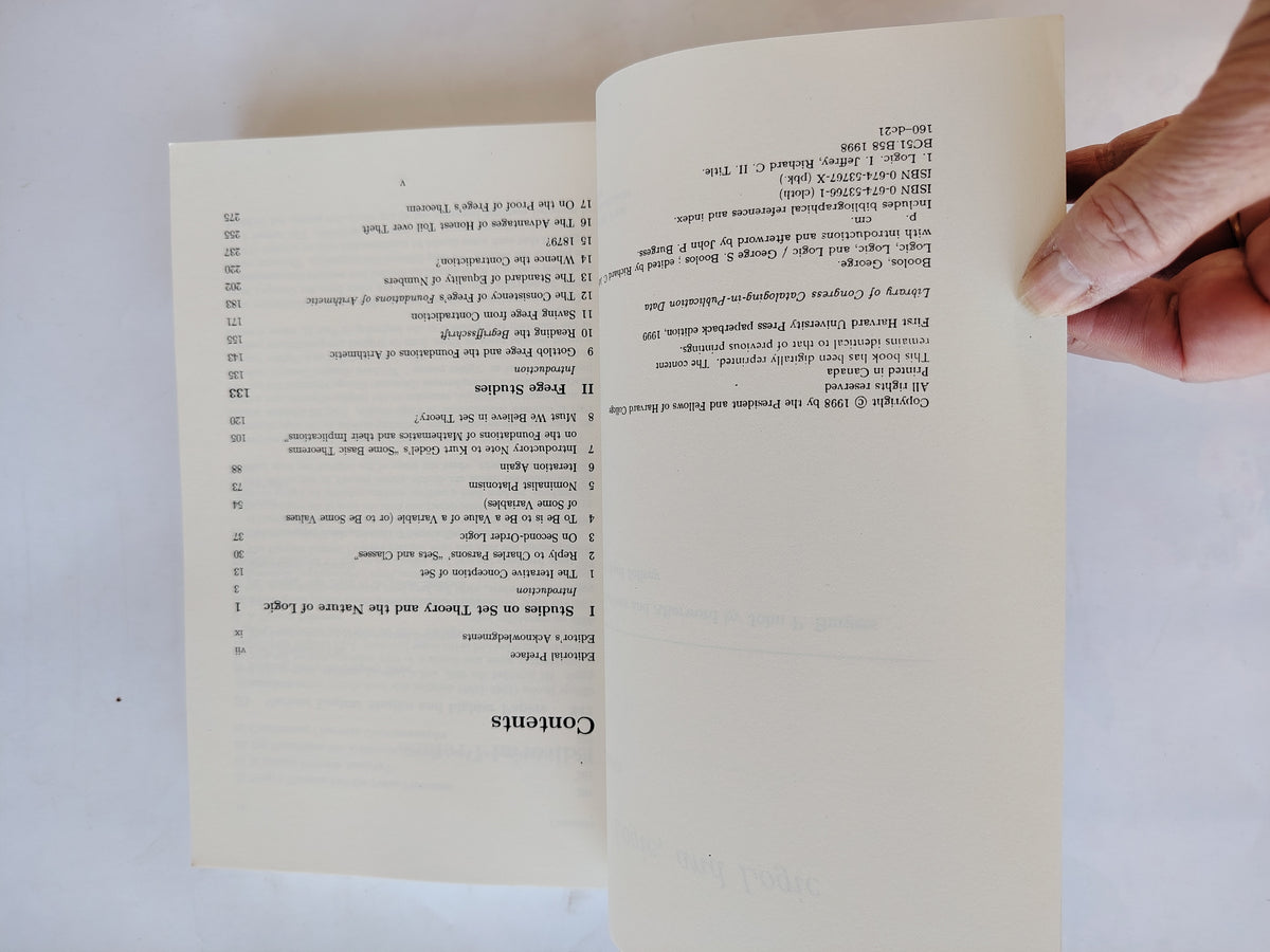 Logic, Logic, and Logic by George Boolos Harvard University Press First Edition Paperback 1990