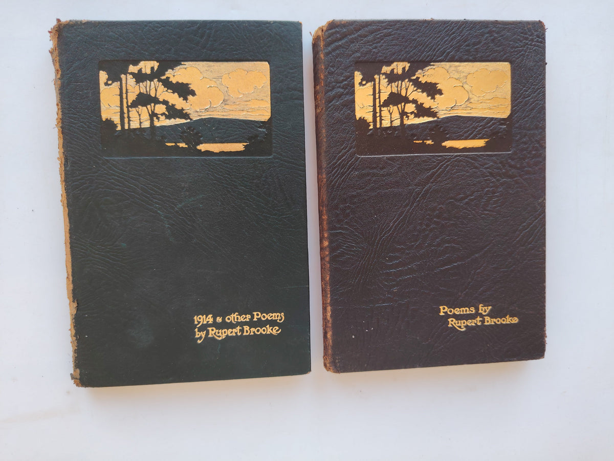 1914 & other Poems and Poems by Rupert Brooke Two Leather Books Published by Sidgwick & Jackson