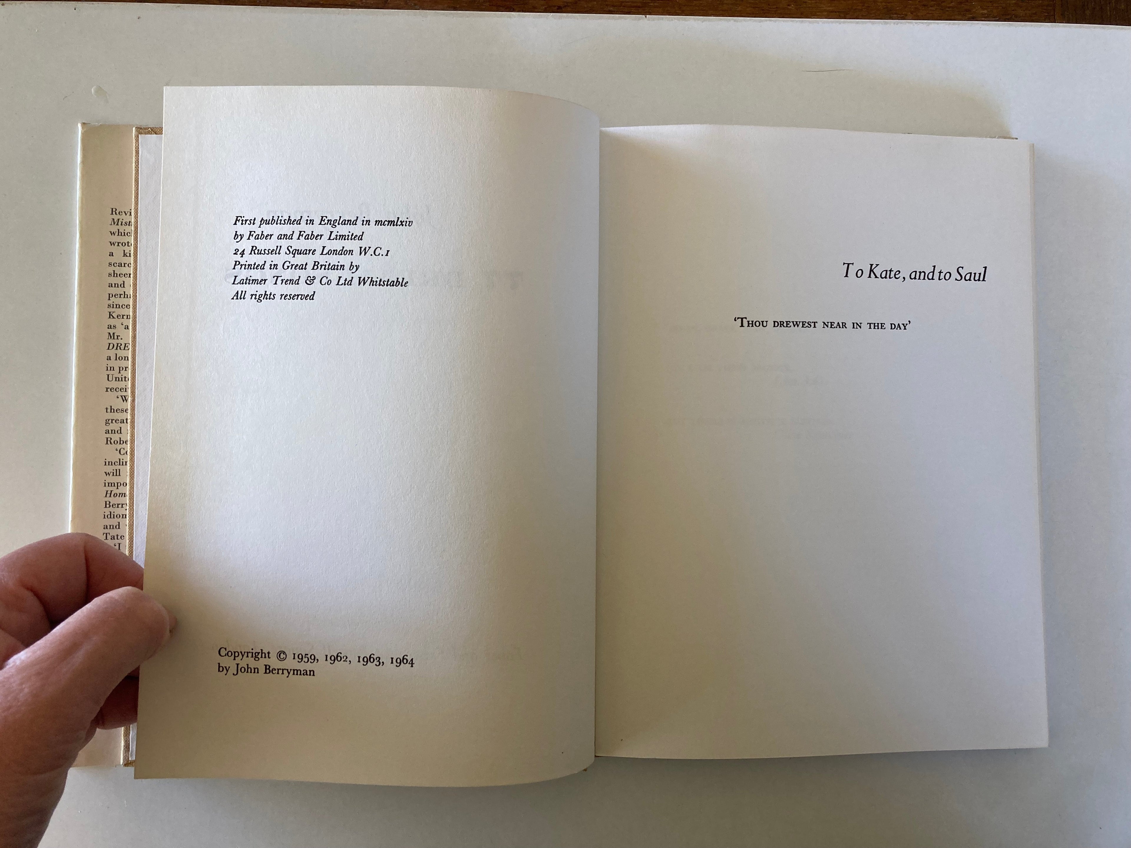 77 Dream Songs by John Berryman First Edition Book with Dustjacket from 1964 with Newspaper Cuttings