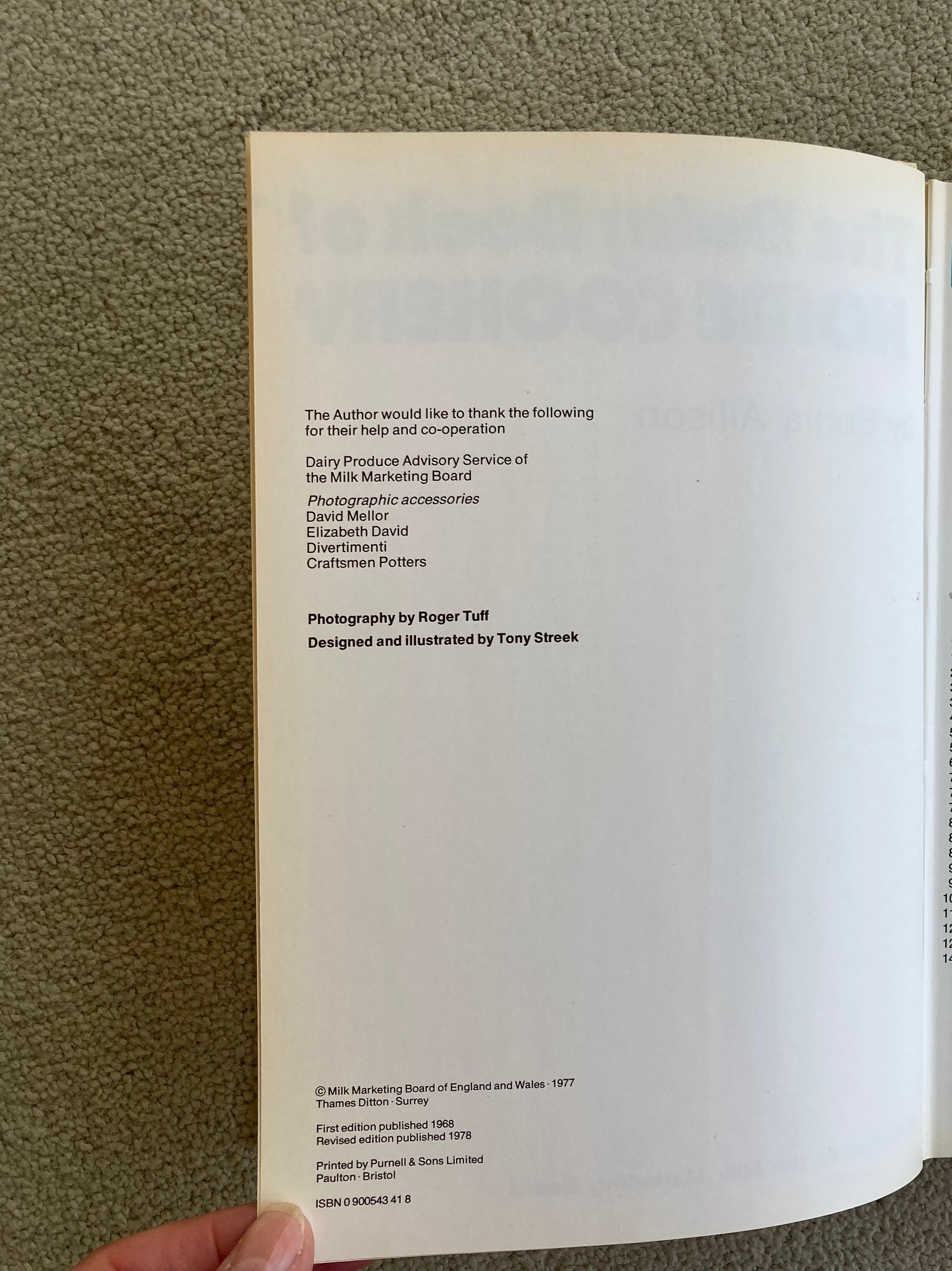 The Dairy Book of Home Cookery by Sonia Allison Published by the Milk Marketing Board 1978