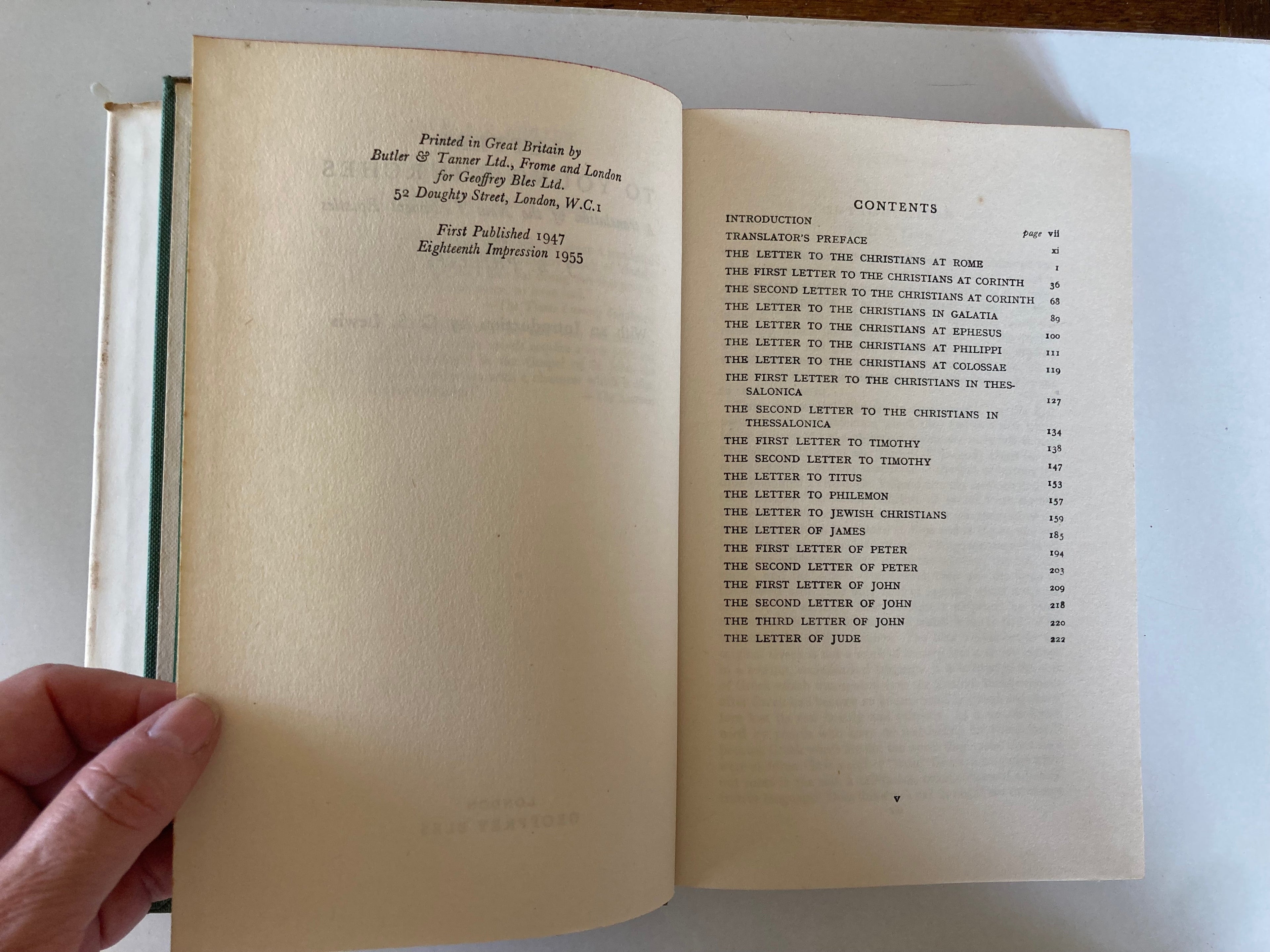 Letters to Young Churches A Translation of the New Testament Epistles by J B Phillips 1955