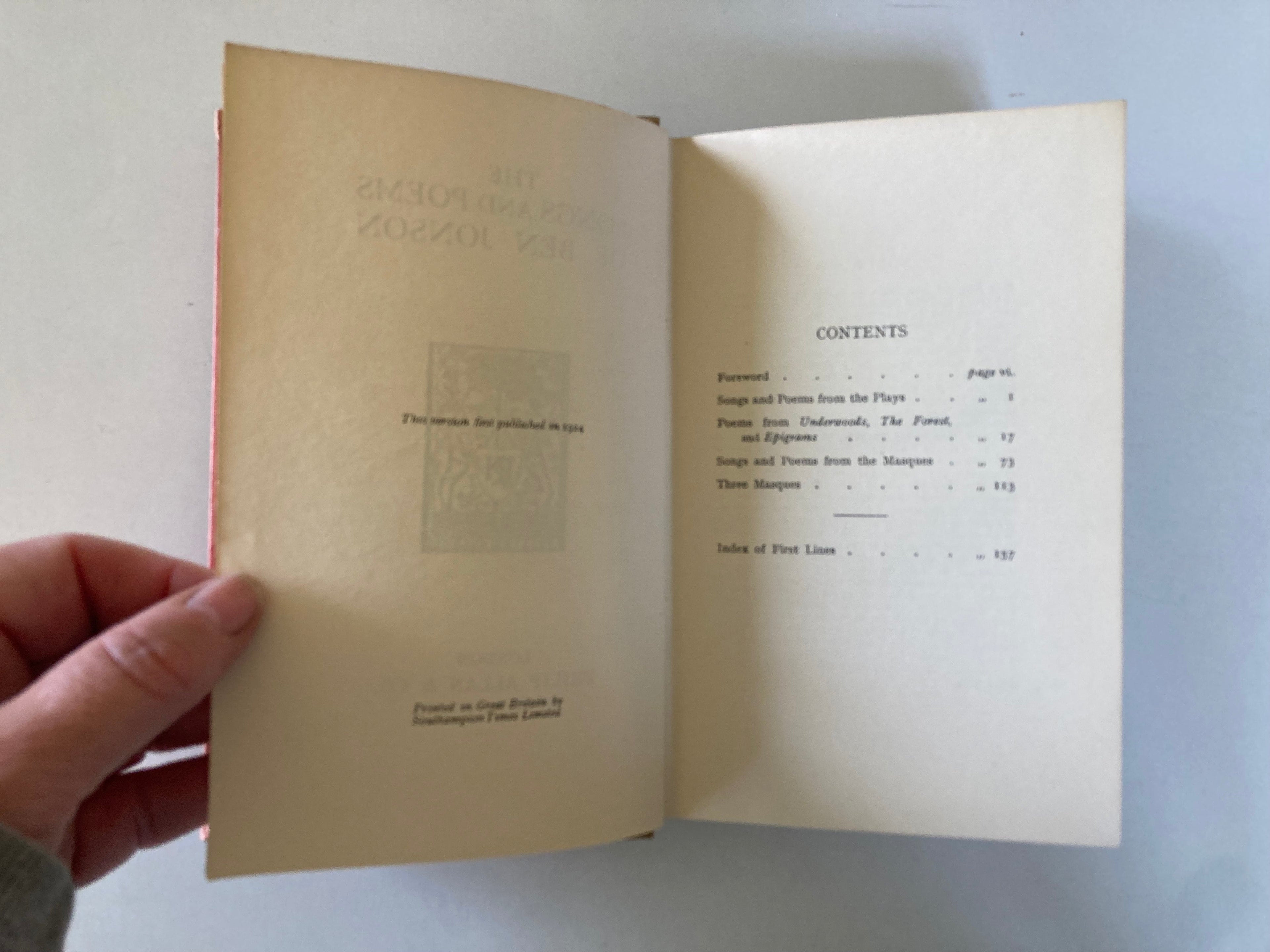 The Songs and Poems of Ben Jonson Philip Allan & Co 1924 Hardback Book