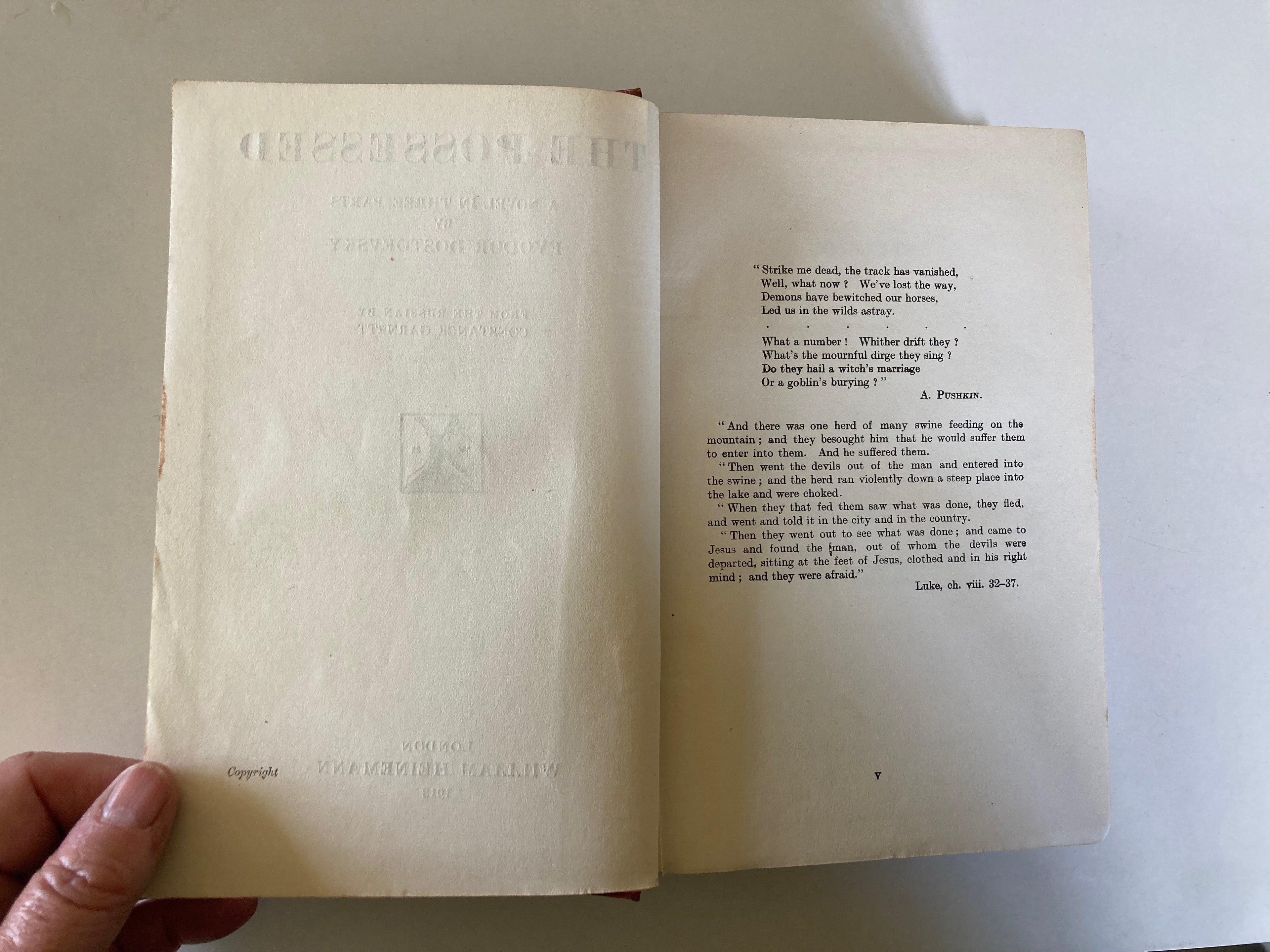 The Possessed by Fyodor Dostoevsky Translated by Constance Garnett 1913 First Edition Cloth Hardback Book