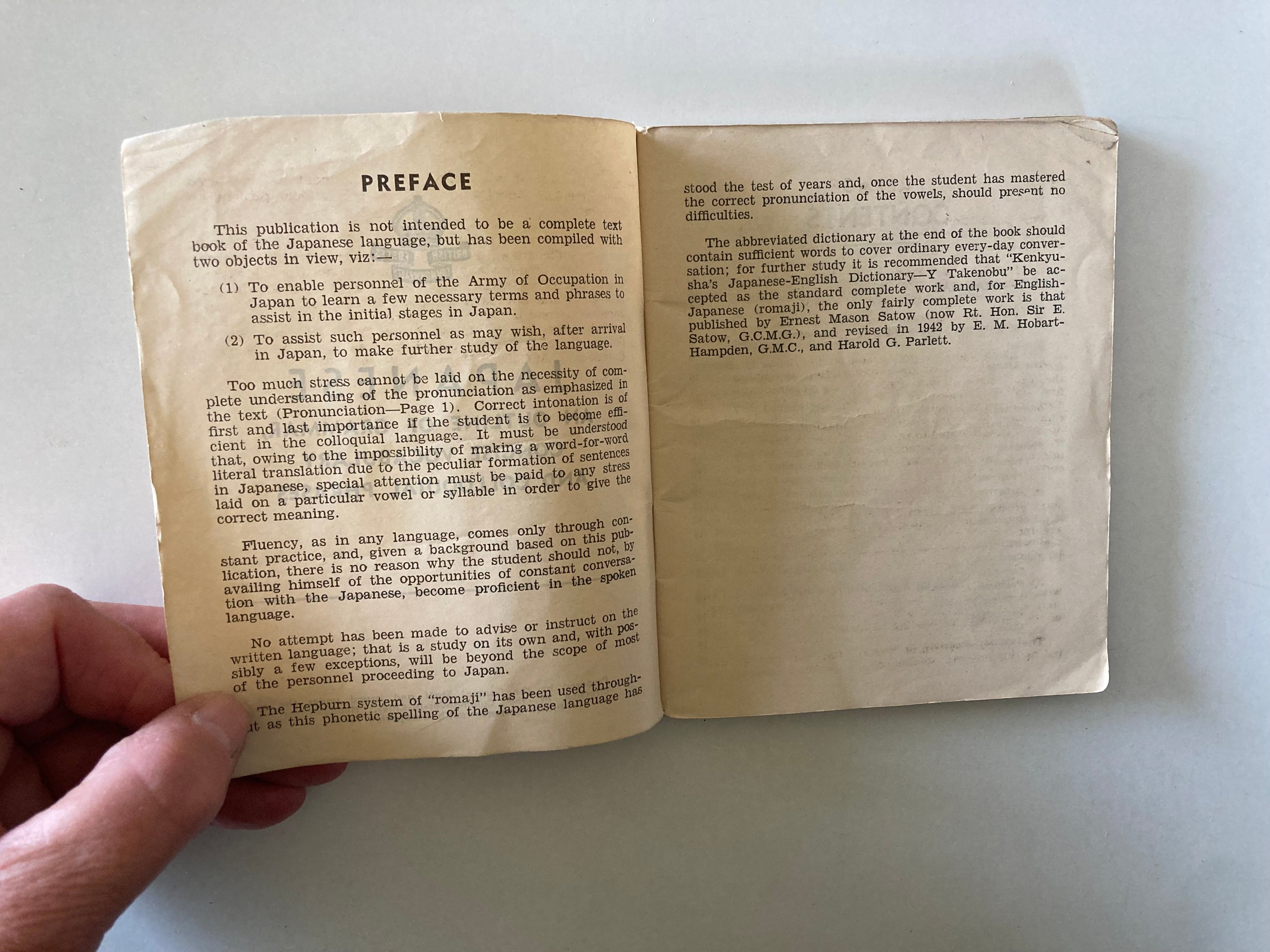 British Commonwealth Forces Japanese An Outline of Grammar Concise Vocabulary and Colloquial Phrases 1940s Booklet