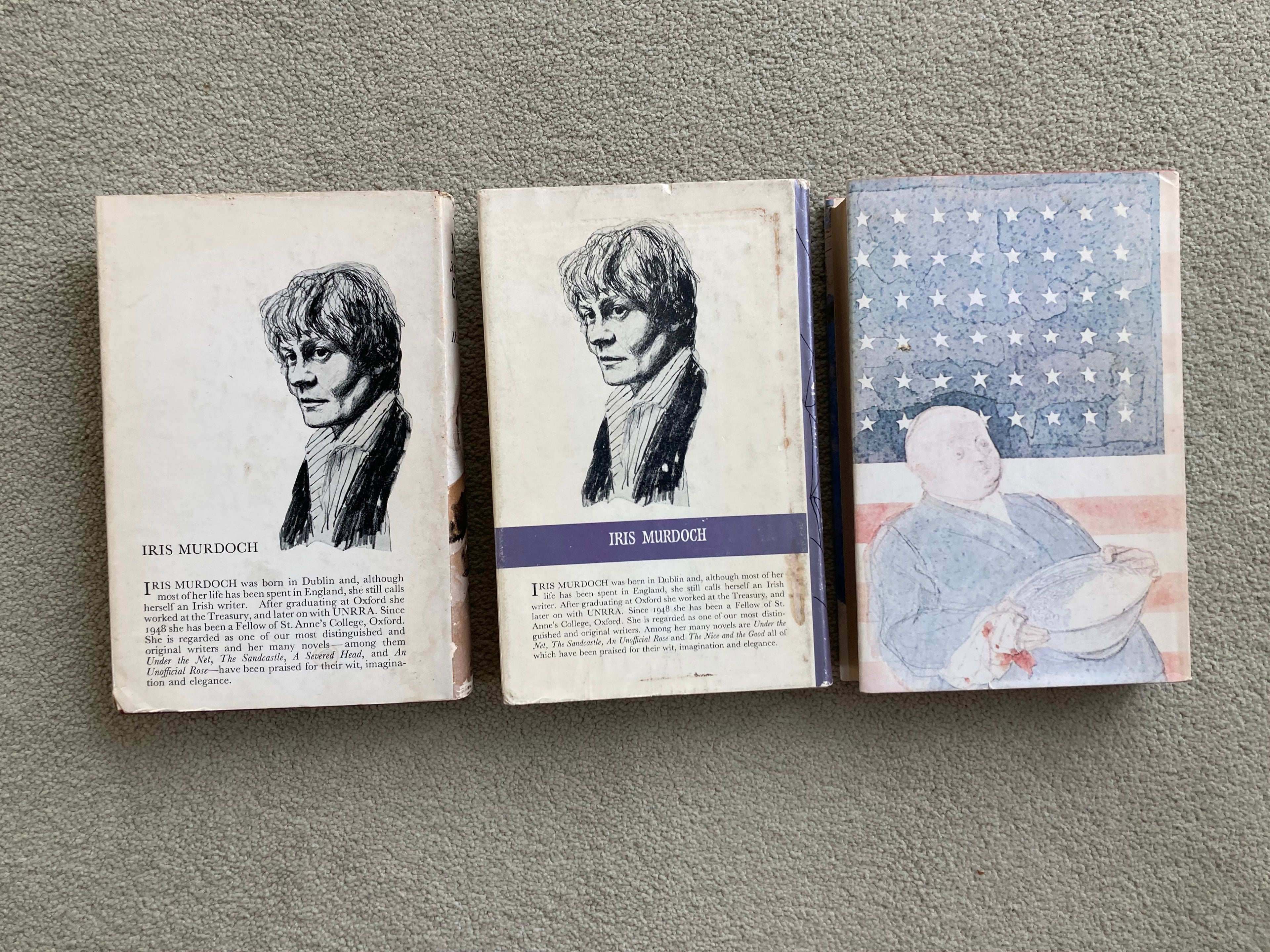 Three Iris Murdoch Hardback Books An Accidental Man, Bruno's Dream, The Nice and the Good 1960/70s