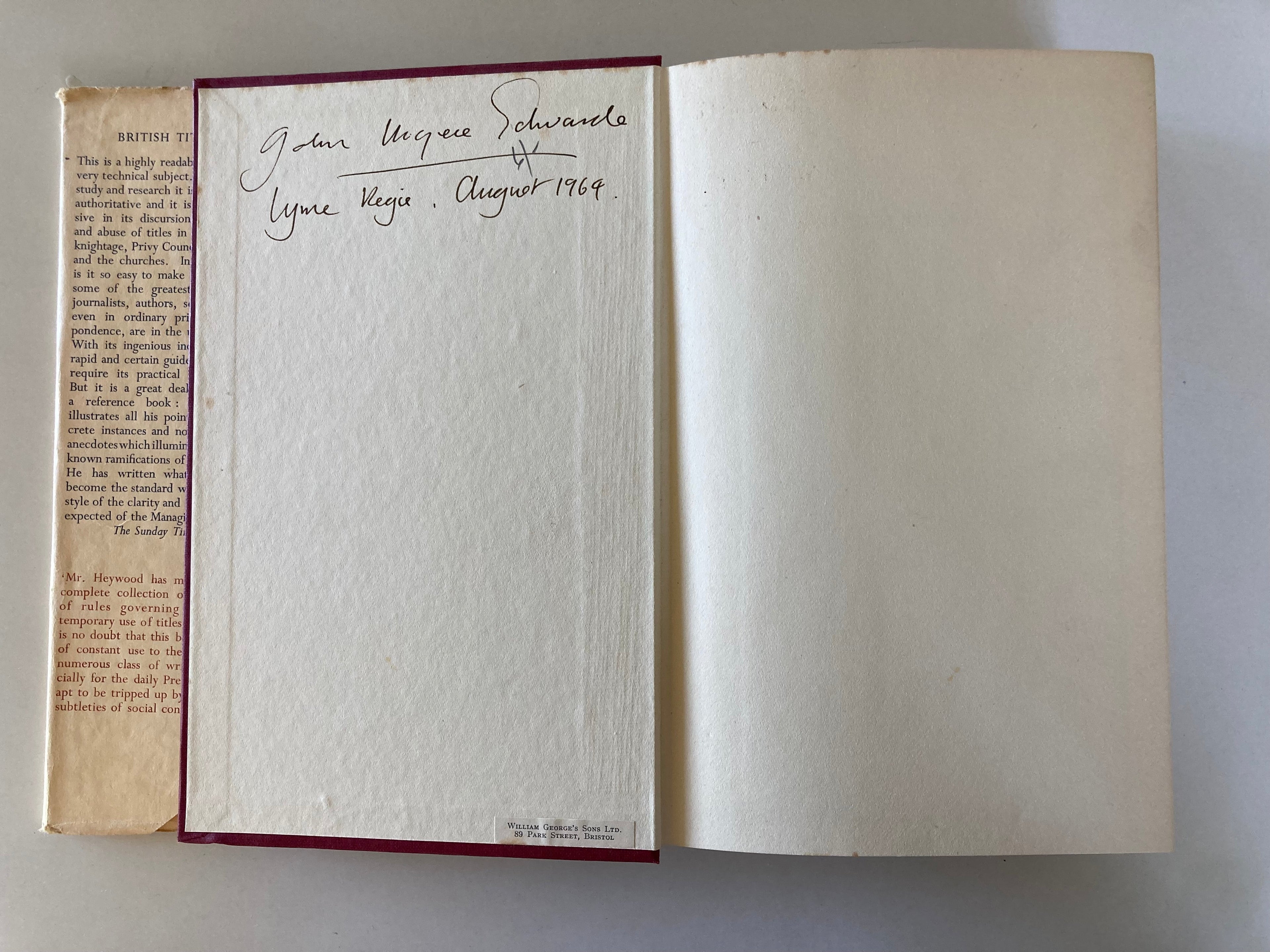 British Titles The Use and Misuse of the Titles of Peers and Commoners by Valentine Heywood in 1953