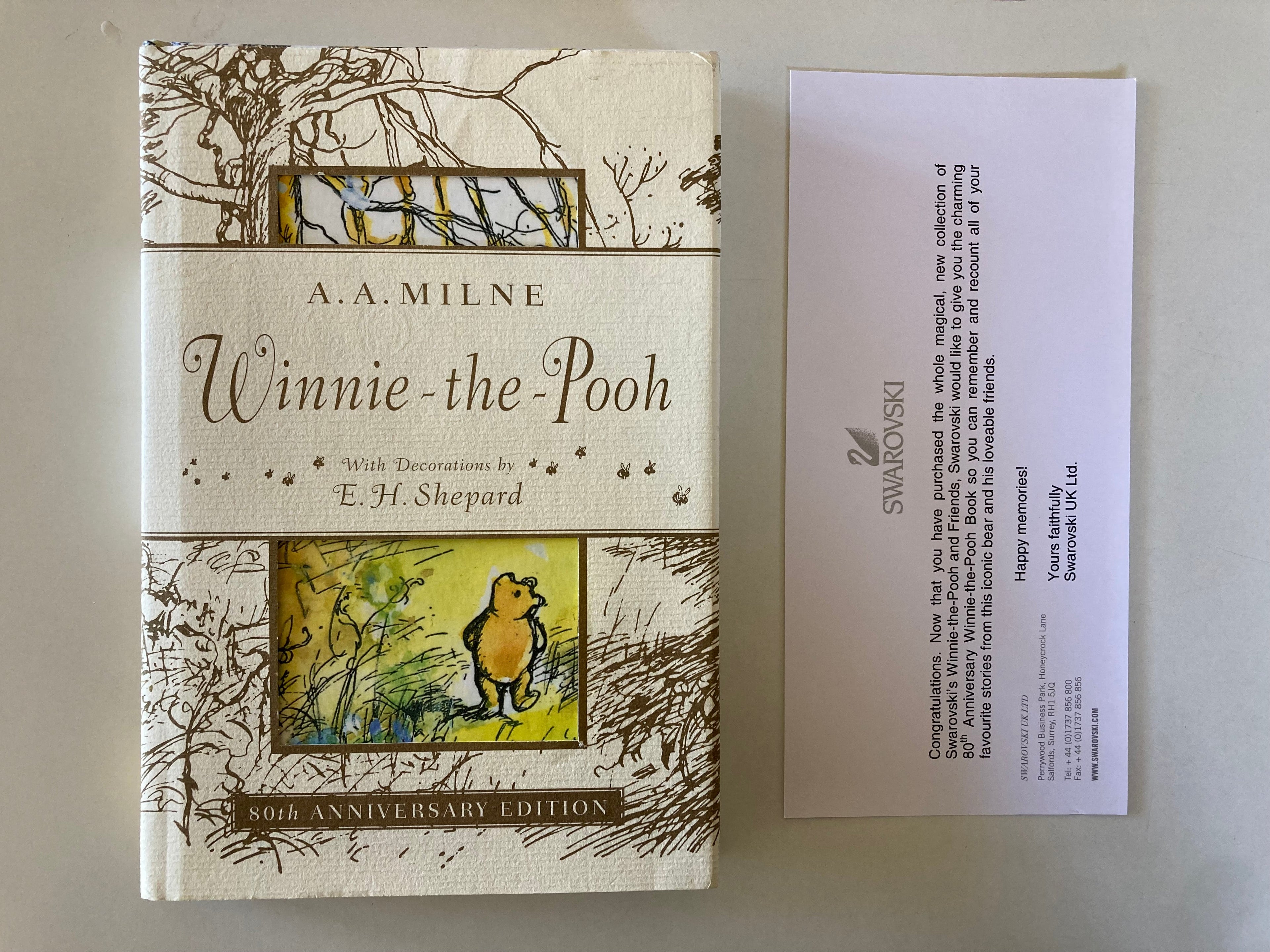 Winnie the Pooh A A Milne with Decorations by E H Shepard 80th Anniversary Edition with Swarovki Purchase Slip