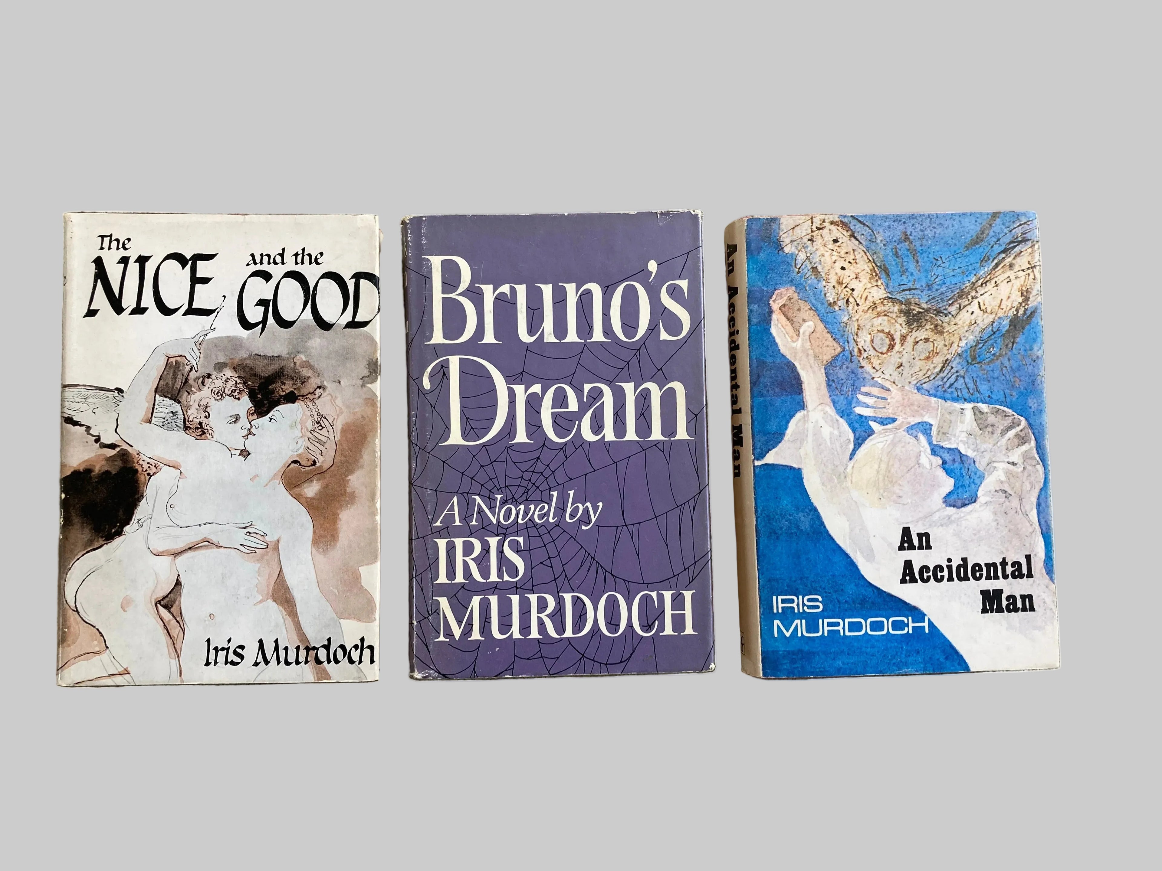 Three Iris Murdoch Hardback Books An Accidental Man, Bruno's Dream, The Nice and the Good 1960/70s