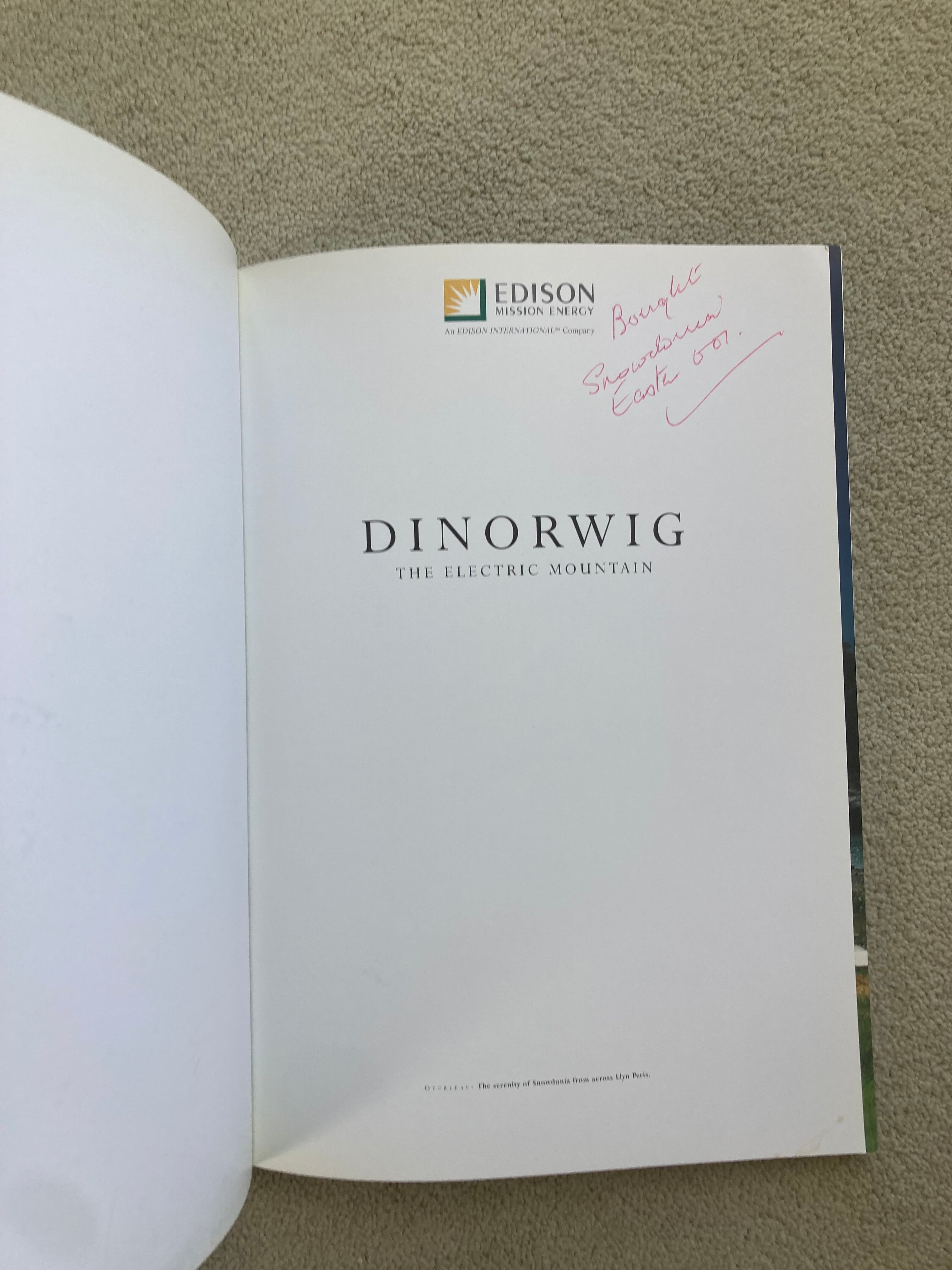Dinorwig The Electric Mountain Edison Mission Energy 1999 Illustrated Brochure Book