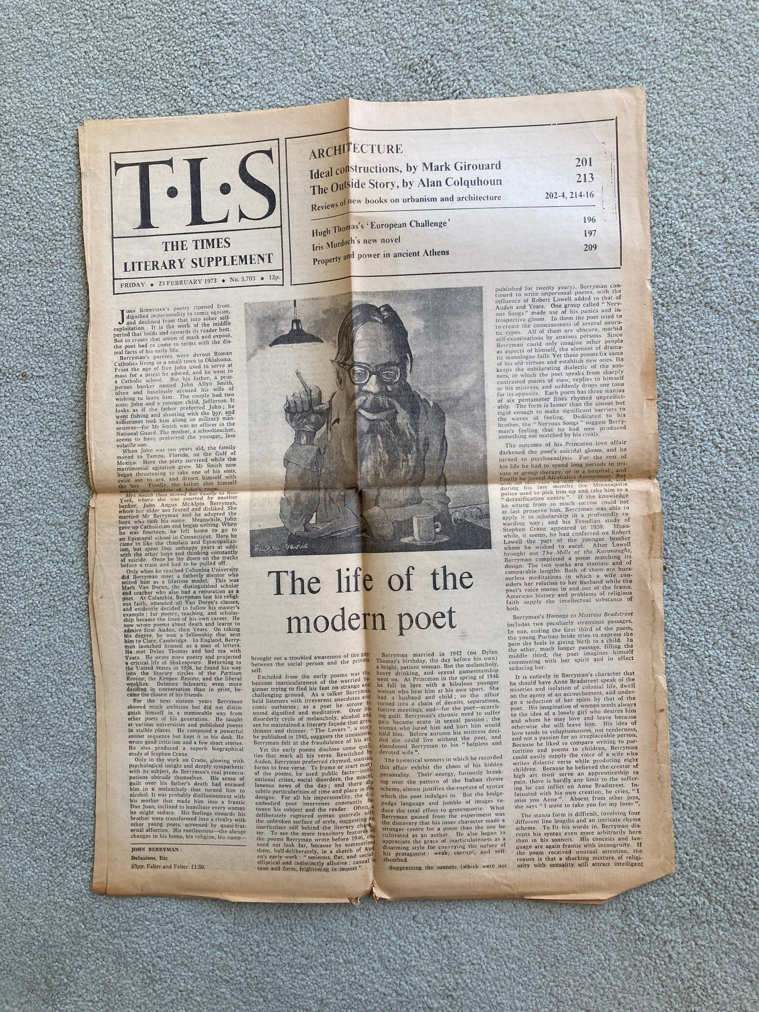 77 Dream Songs by John Berryman First Edition Book with Dustjacket from 1964 with Newspaper Cuttings