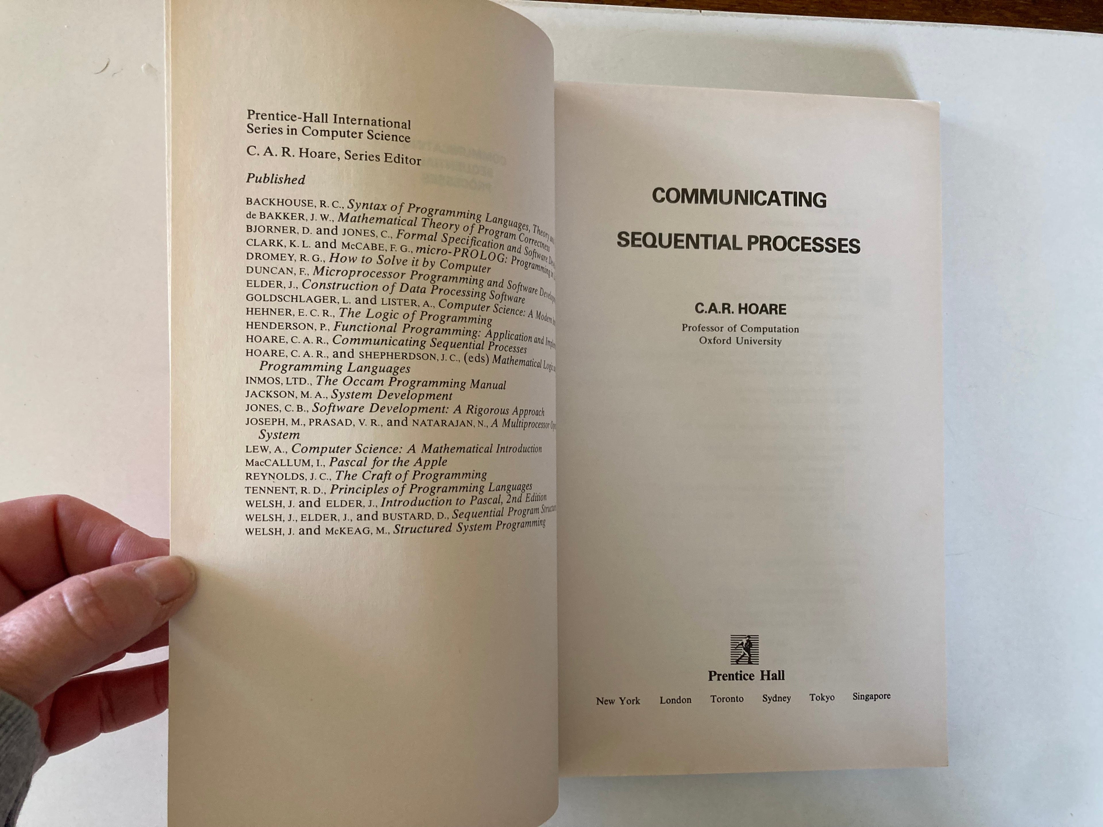 Communicating Sequential Processes C A R Hoare Prentice-Hall International Series in Computer Science