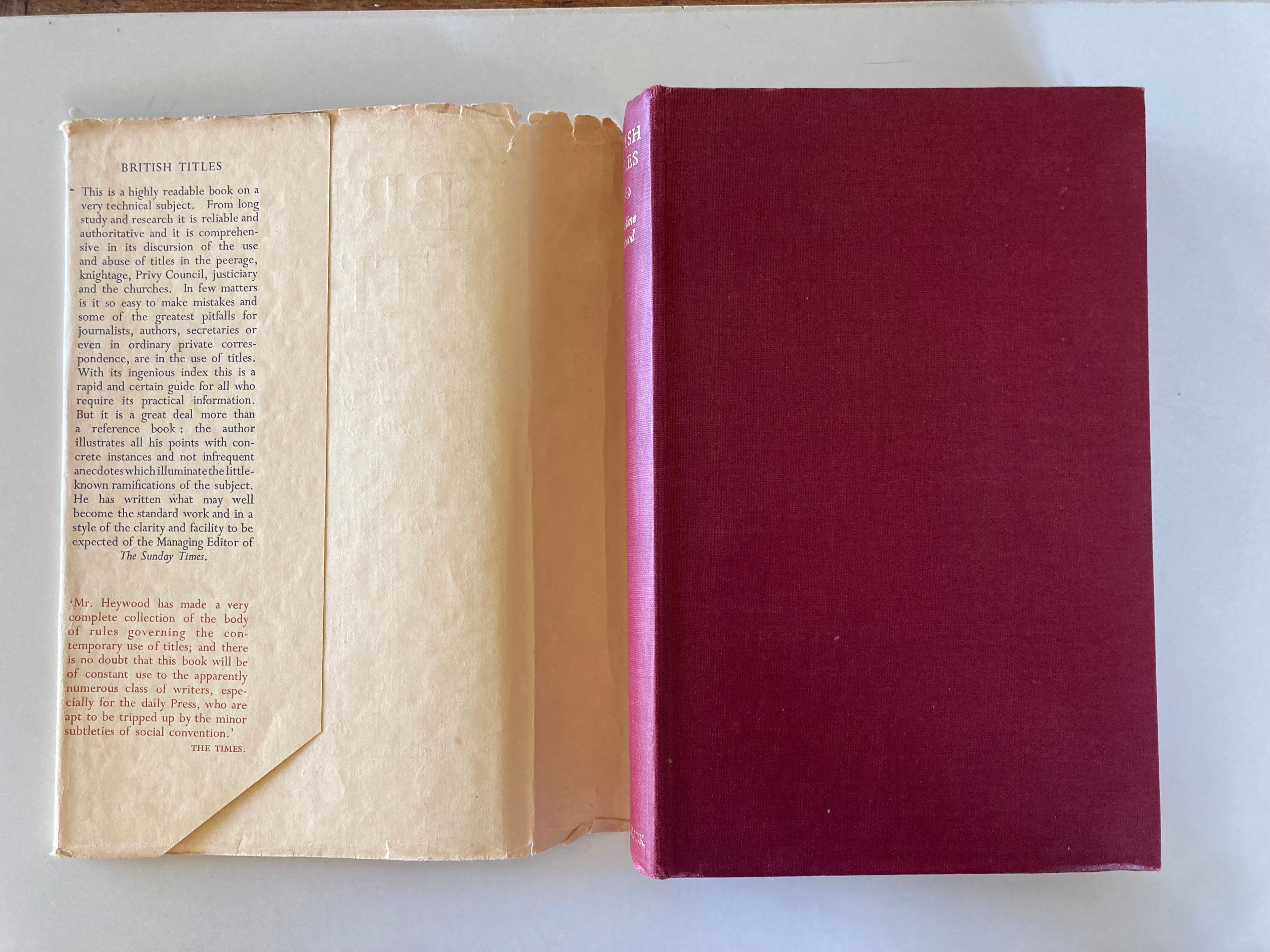 British Titles The Use and Misuse of the Titles of Peers and Commoners by Valentine Heywood in 1953