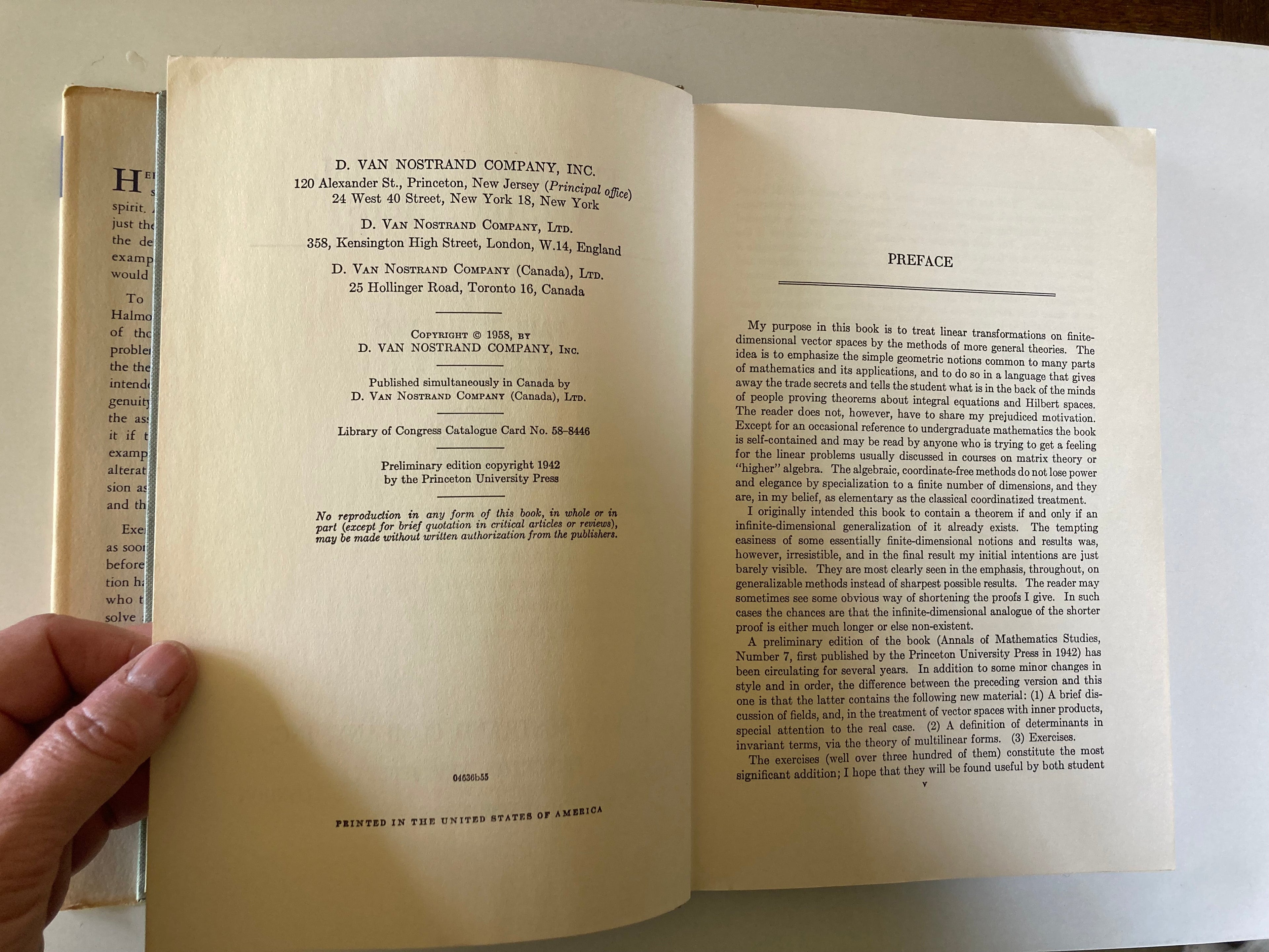 Finite-Dimensional Vector Spaces Second Edition 1958 Paul R Halmos Mathematics