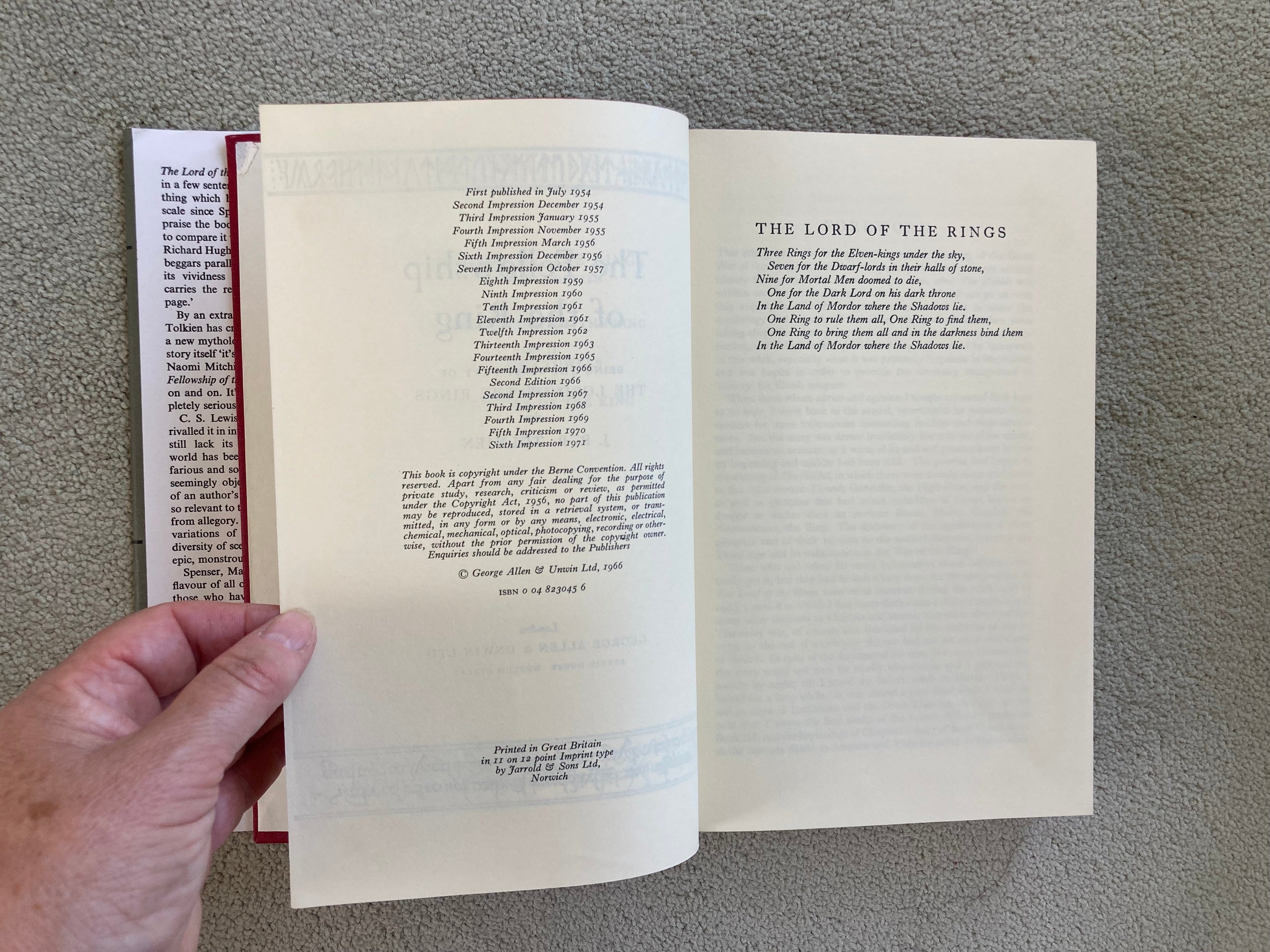 Lord of the Rings Three Book Collection J R R Tolkien George Allen & Unwin Second Edition Fifth/Sixth Impression 1970/1971