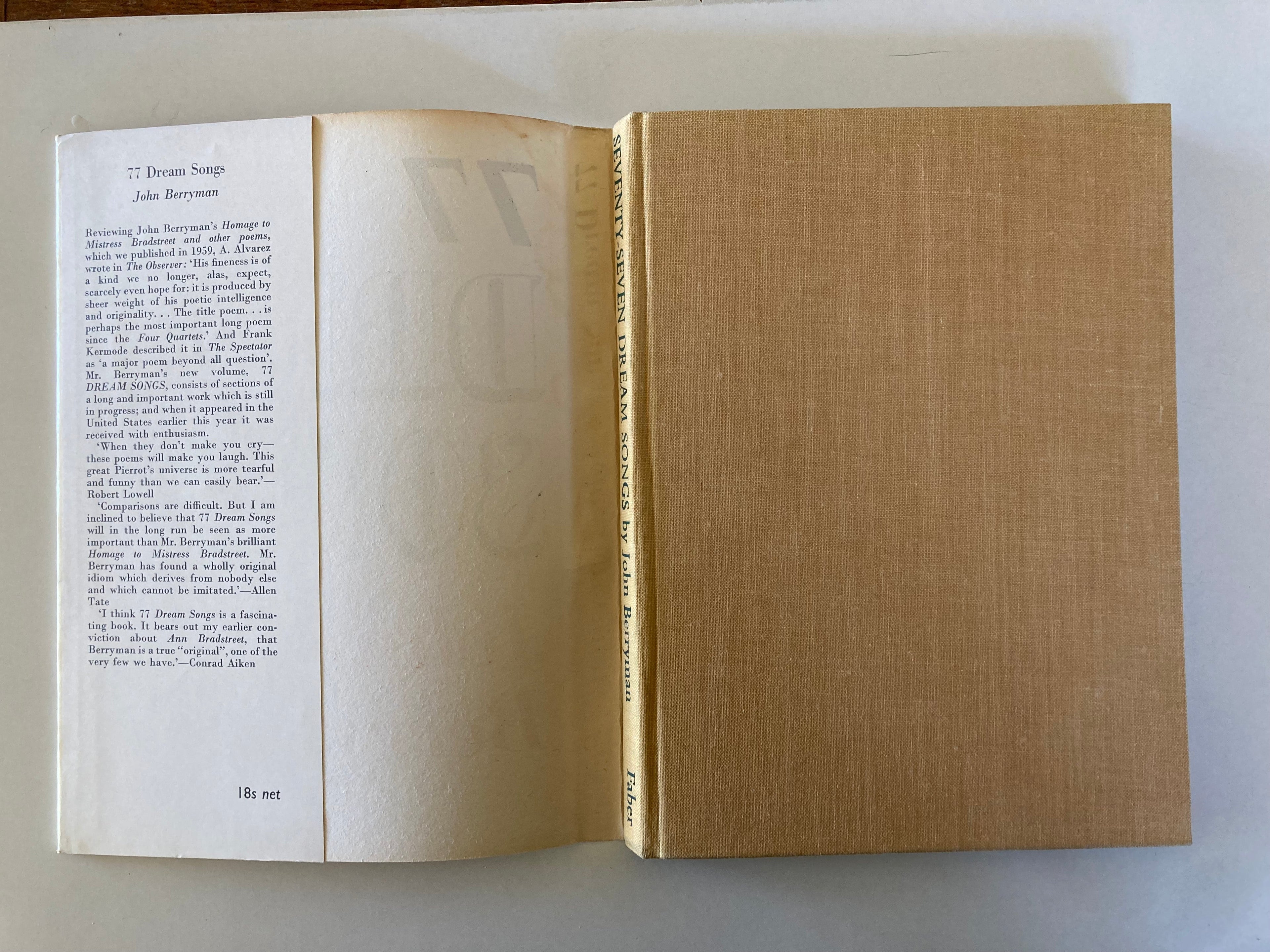 77 Dream Songs by John Berryman First Edition Book with Dustjacket from 1964 with Newspaper Cuttings