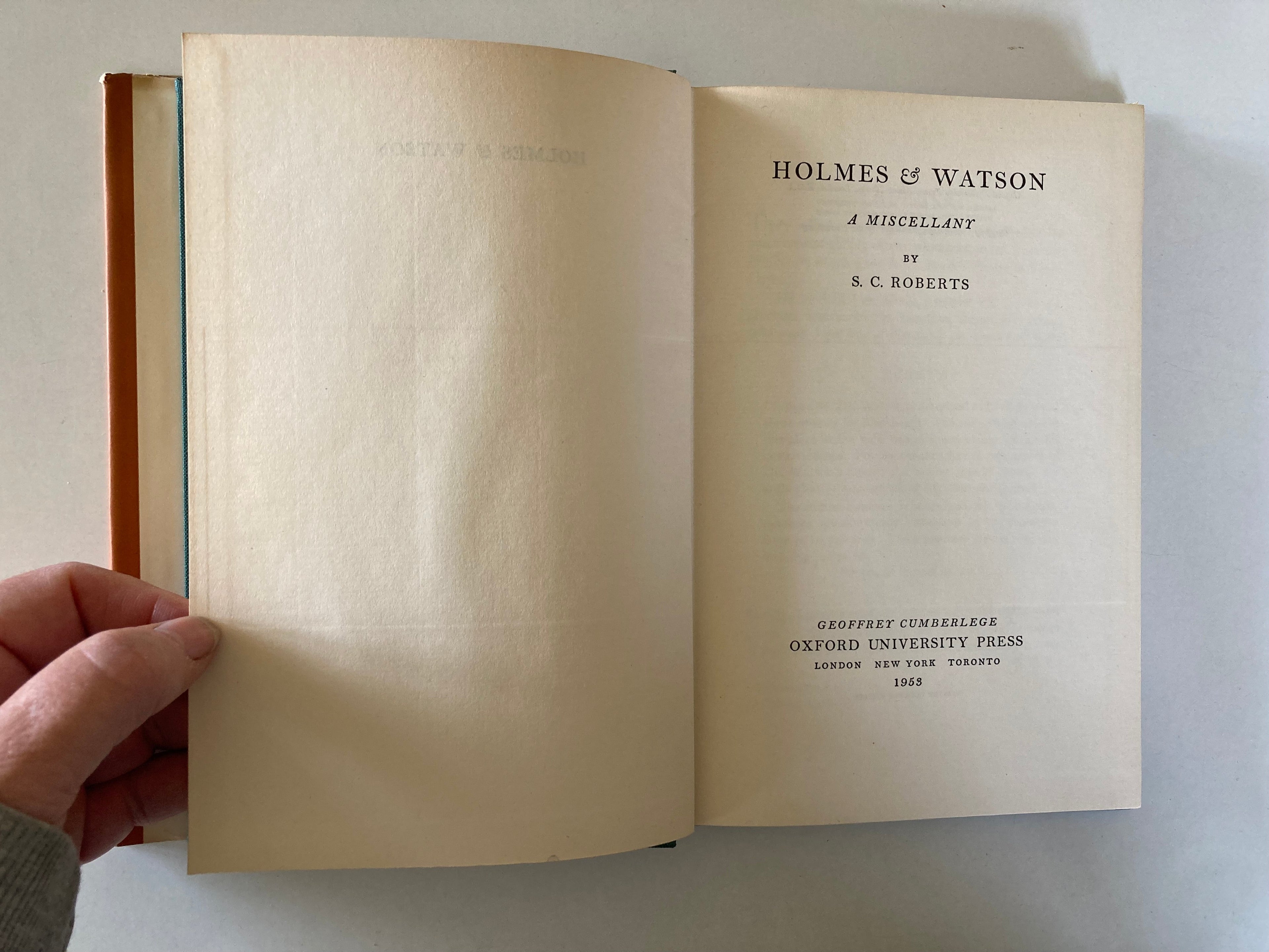 Holmes and Watson A Miscellany by S C Roberts First GB Edition 1953 Cover by Lynton Lamb