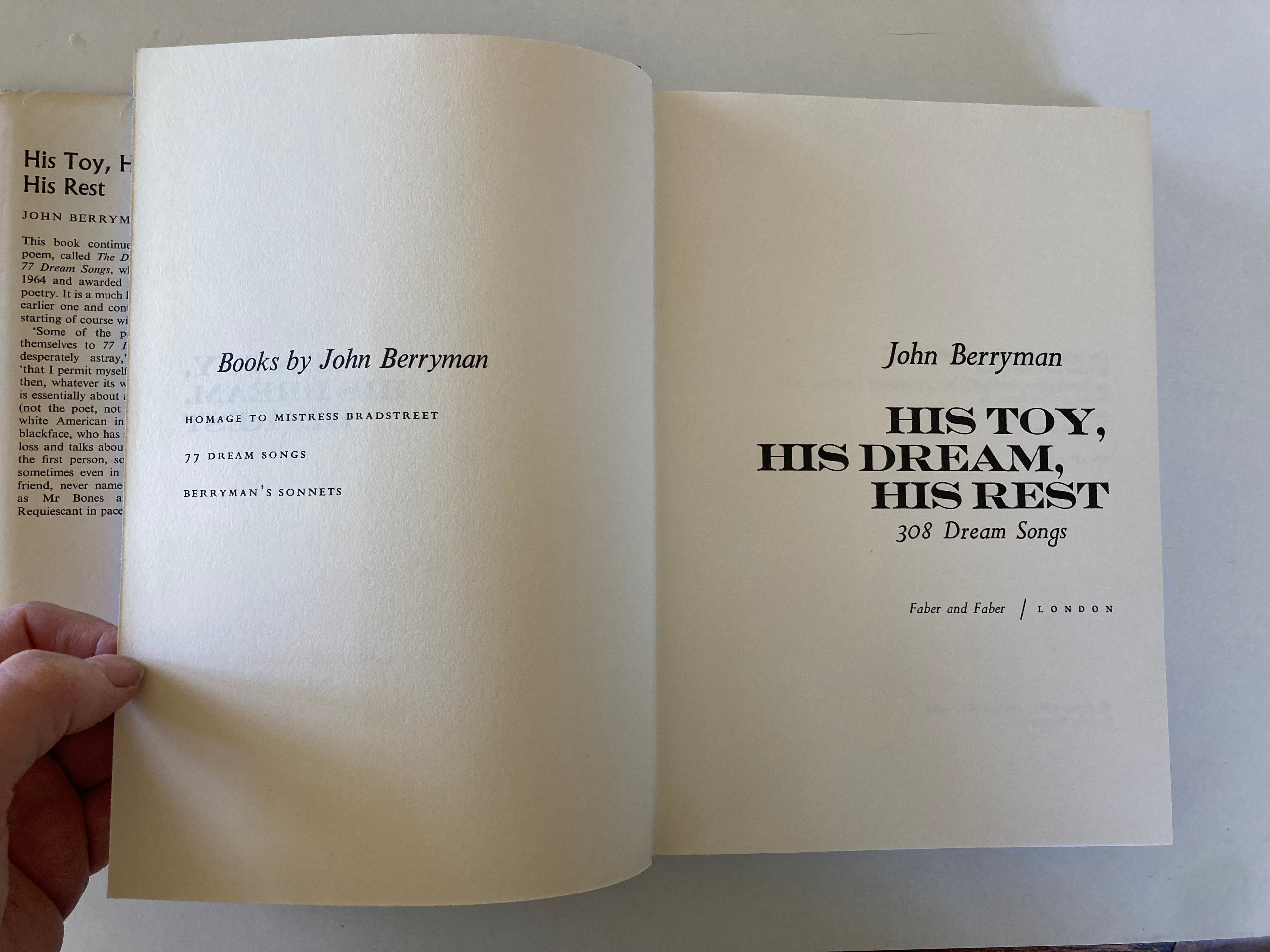 John Berryman His Toy His Dream His Rest Hardback Book with Dustjacket First Edition 1969