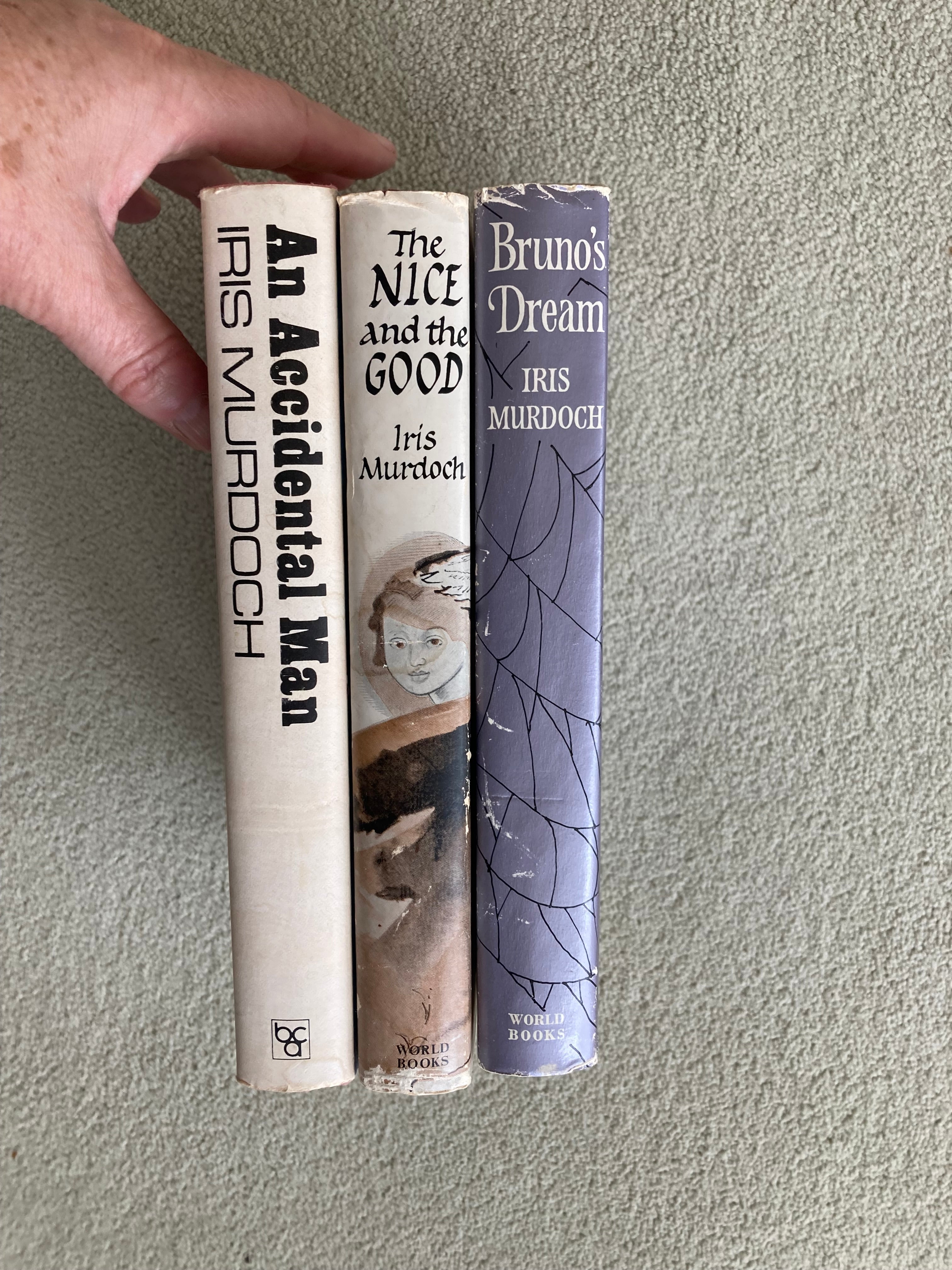 Three Iris Murdoch Hardback Books An Accidental Man, Bruno's Dream, The Nice and the Good 1960/70s