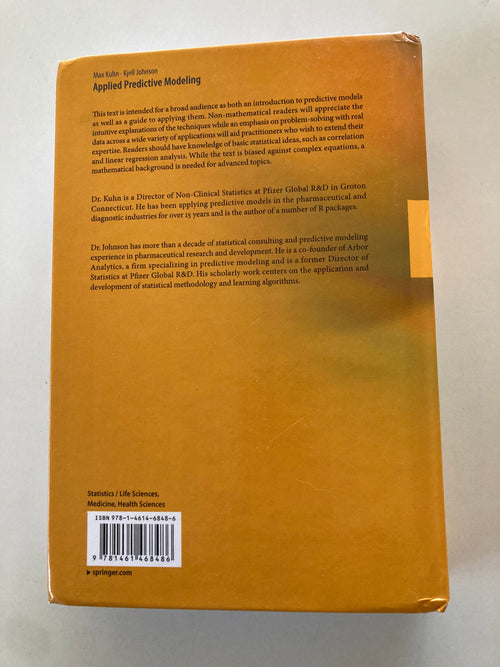 Applied Predictive Modeling by Max Kuhn and Kjell Johnson Springer Hardback Book 2016 5th Printing