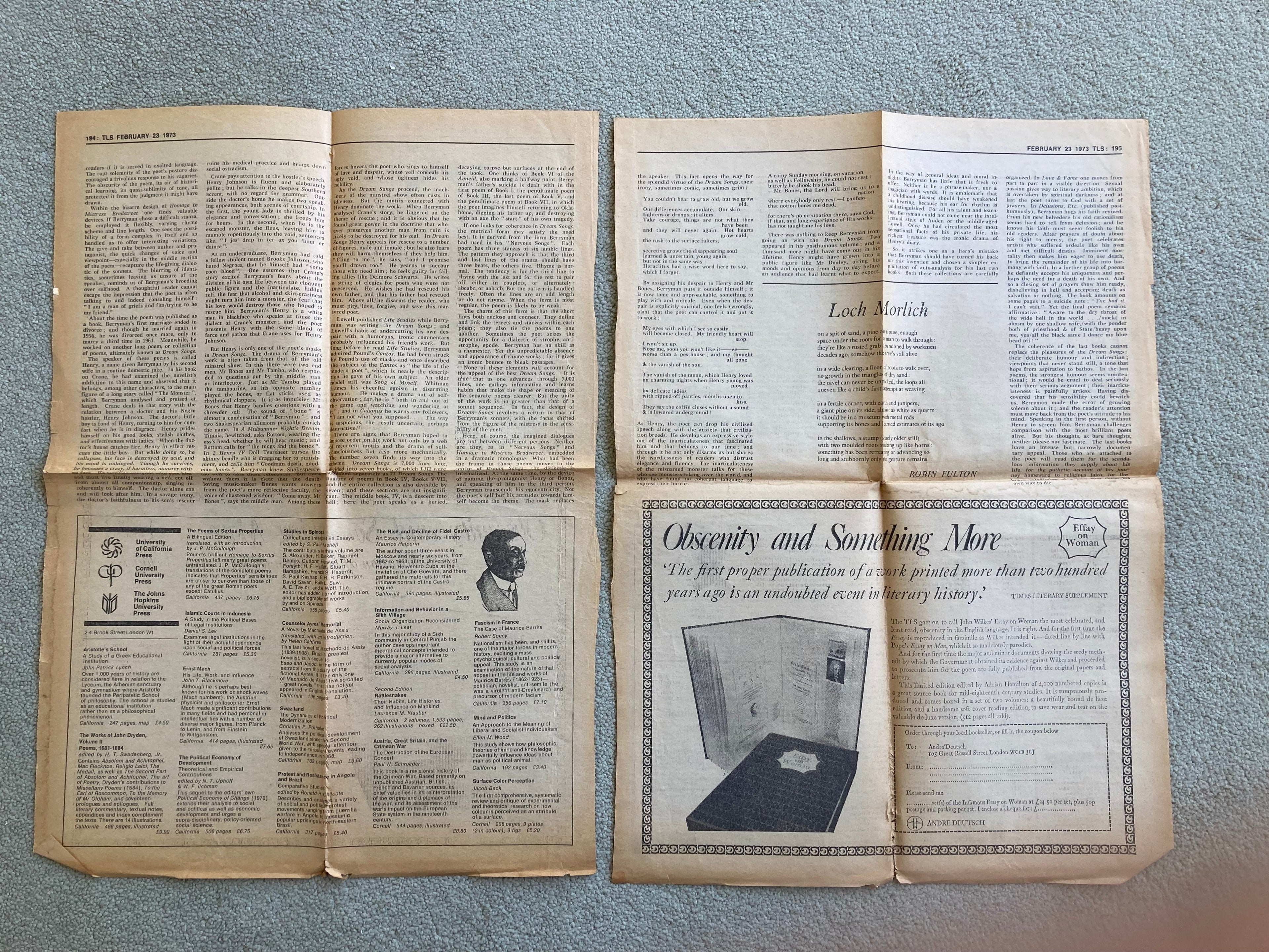 77 Dream Songs by John Berryman First Edition Book with Dustjacket from 1964 with Newspaper Cuttings
