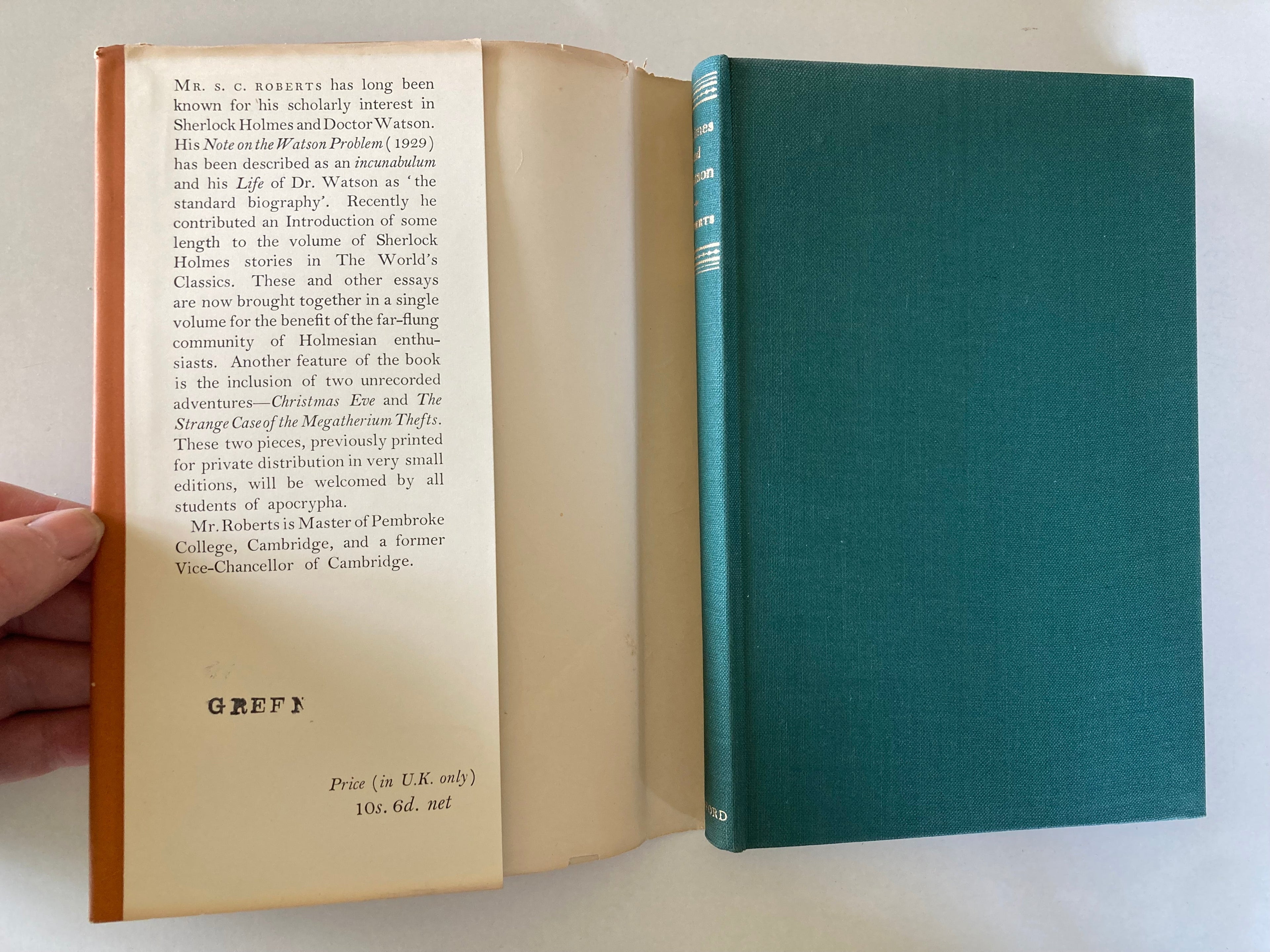 Holmes and Watson A Miscellany by S C Roberts First GB Edition 1953 Cover by Lynton Lamb