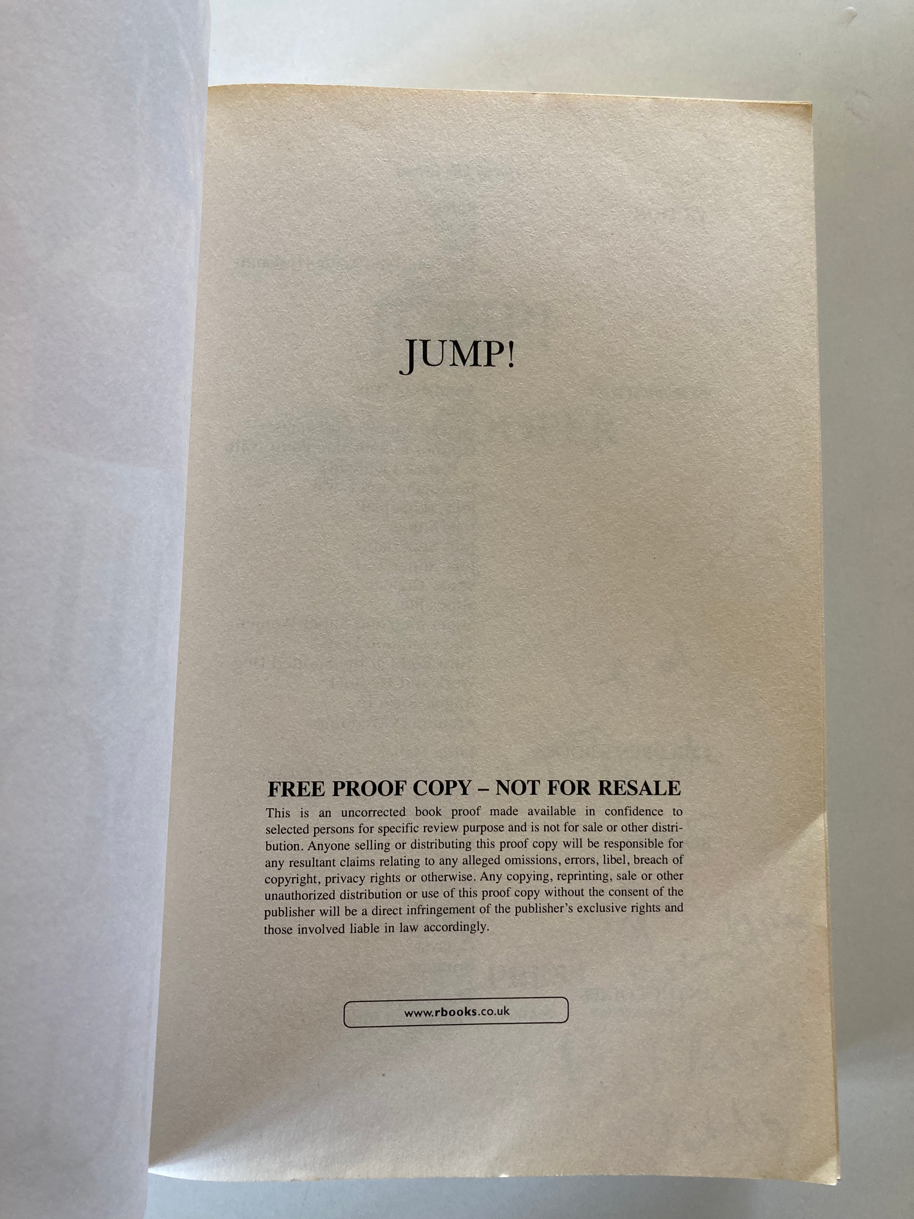 Jump! Jilly Cooper SIGNED Uncorrected Proof Copy 2010 Paperback Author of Rivals RARE