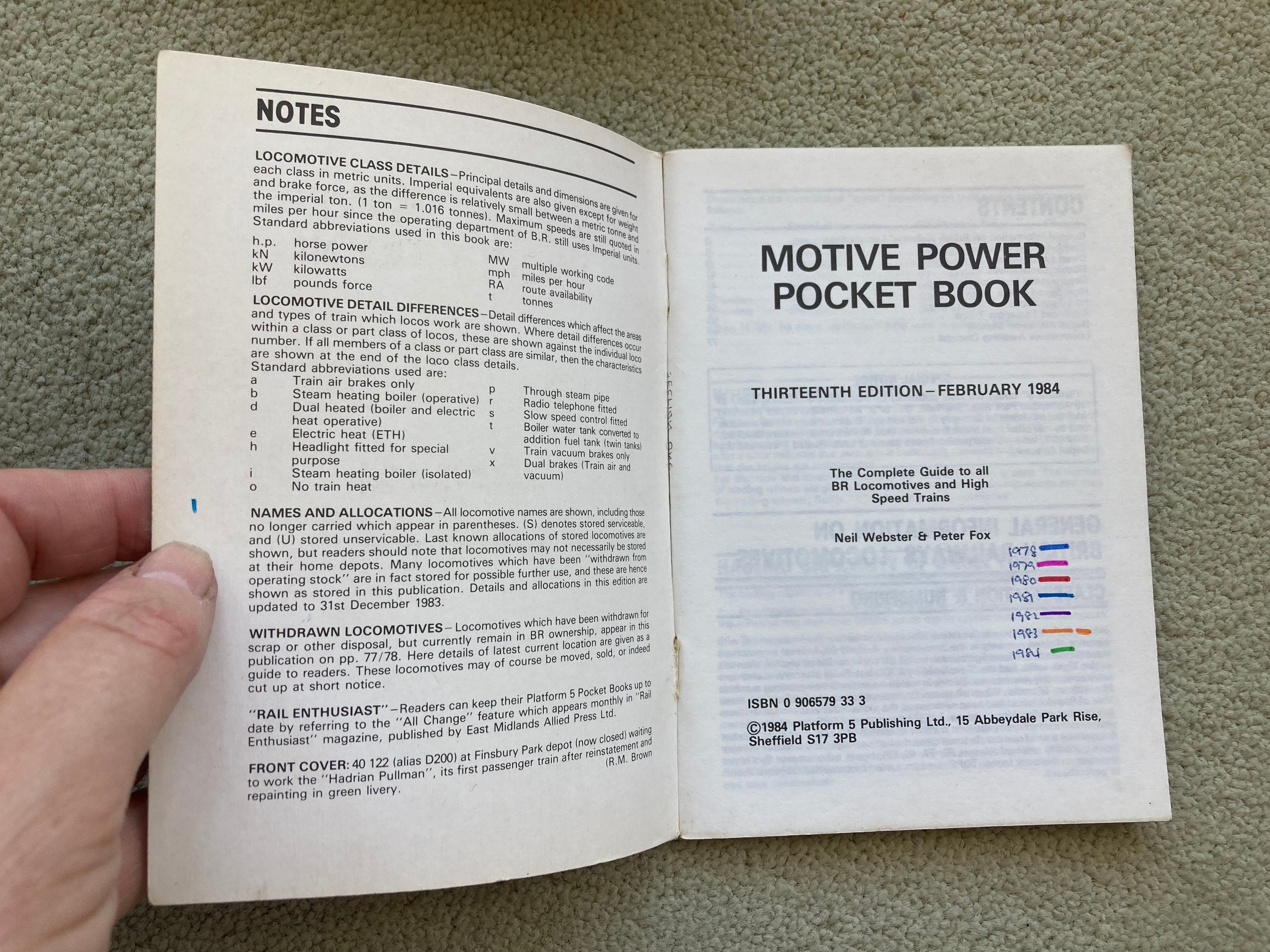 15 British Rail Pocket Books Multiple Unit Coaching Stock and Motive Power 1979-1984