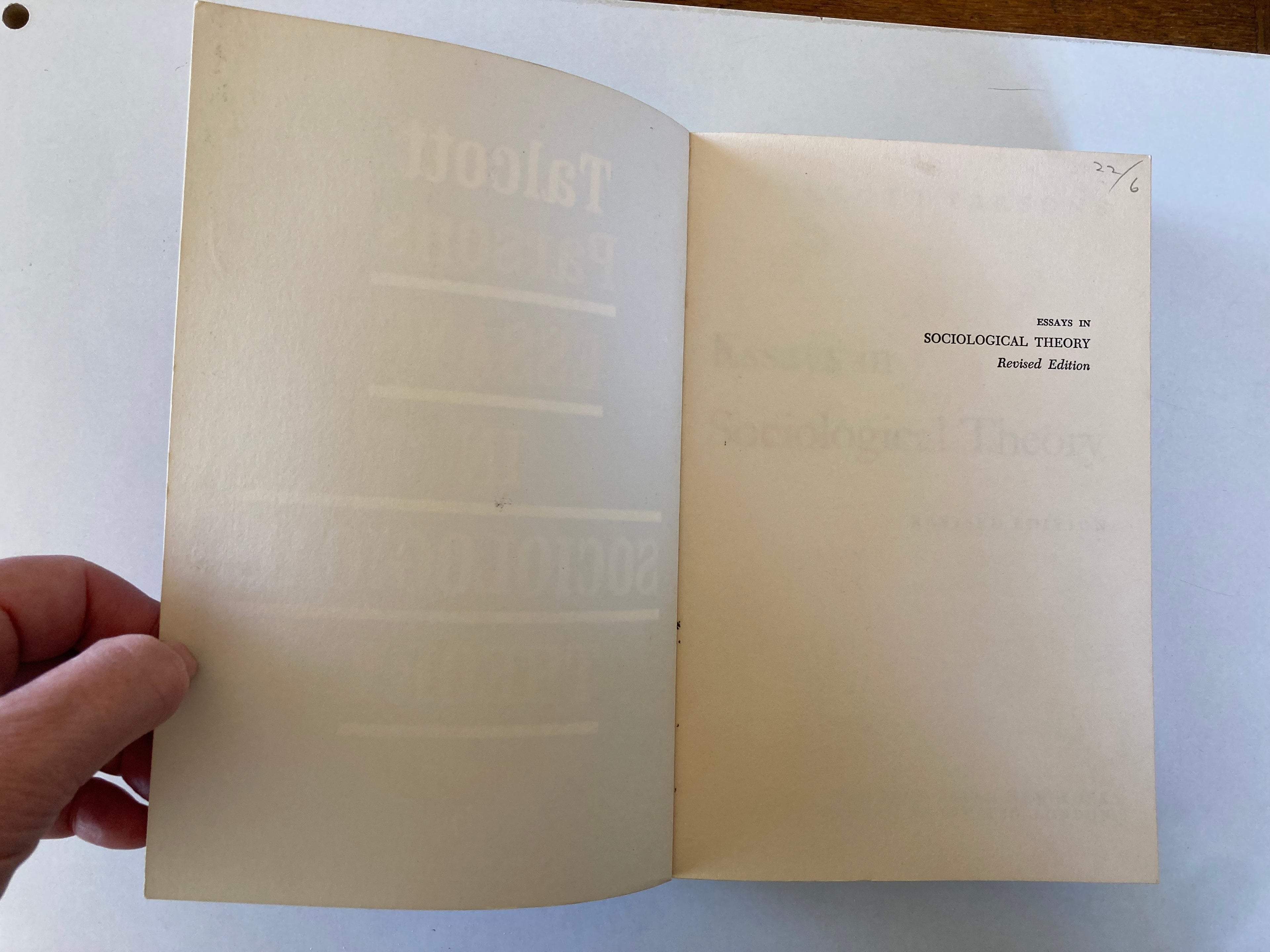 Talcott Parsons Essays in Sociological Theory Free Press Paperback Book from 1967