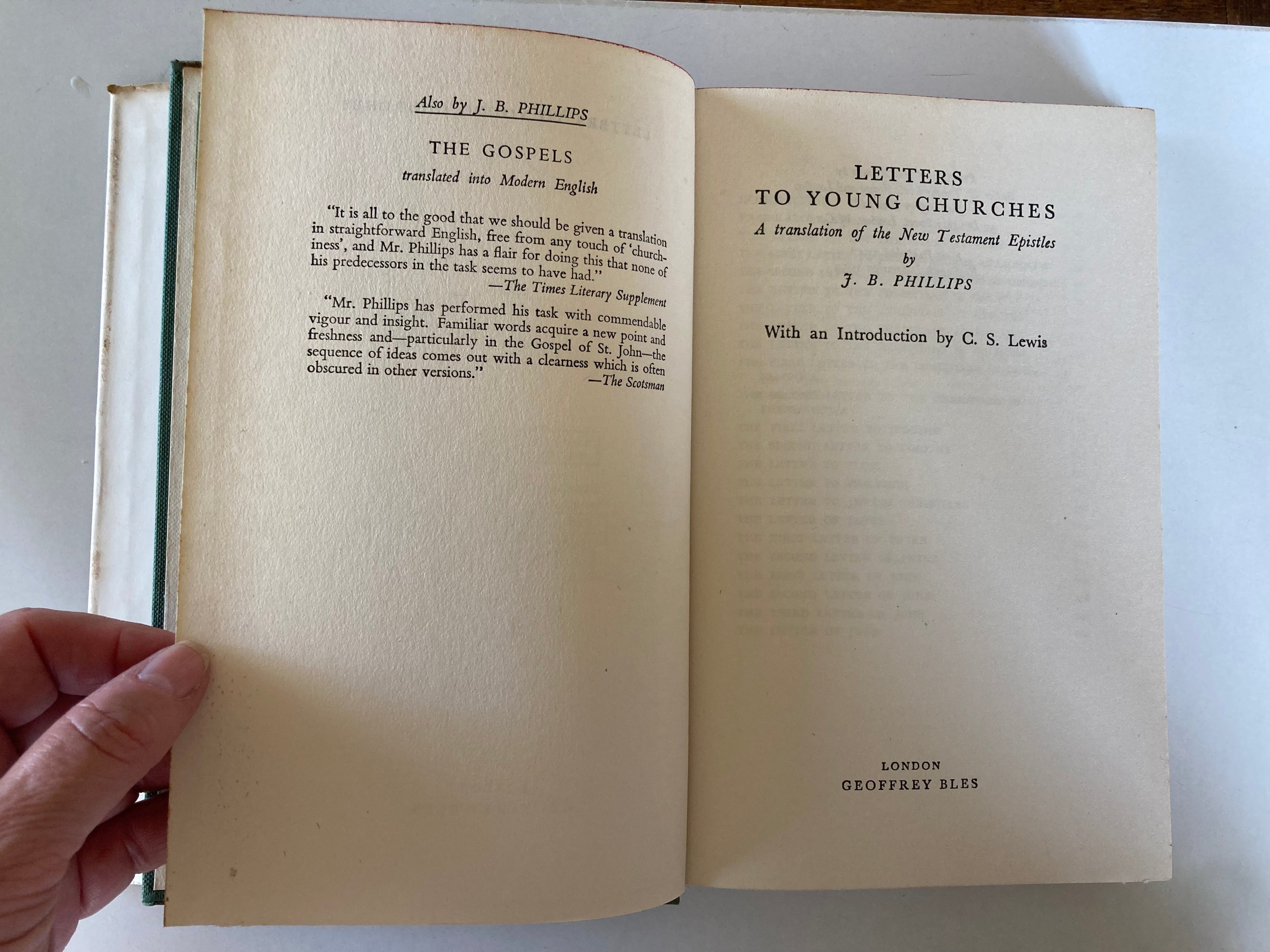 Letters to Young Churches A Translation of the New Testament Epistles by J B Phillips 1955