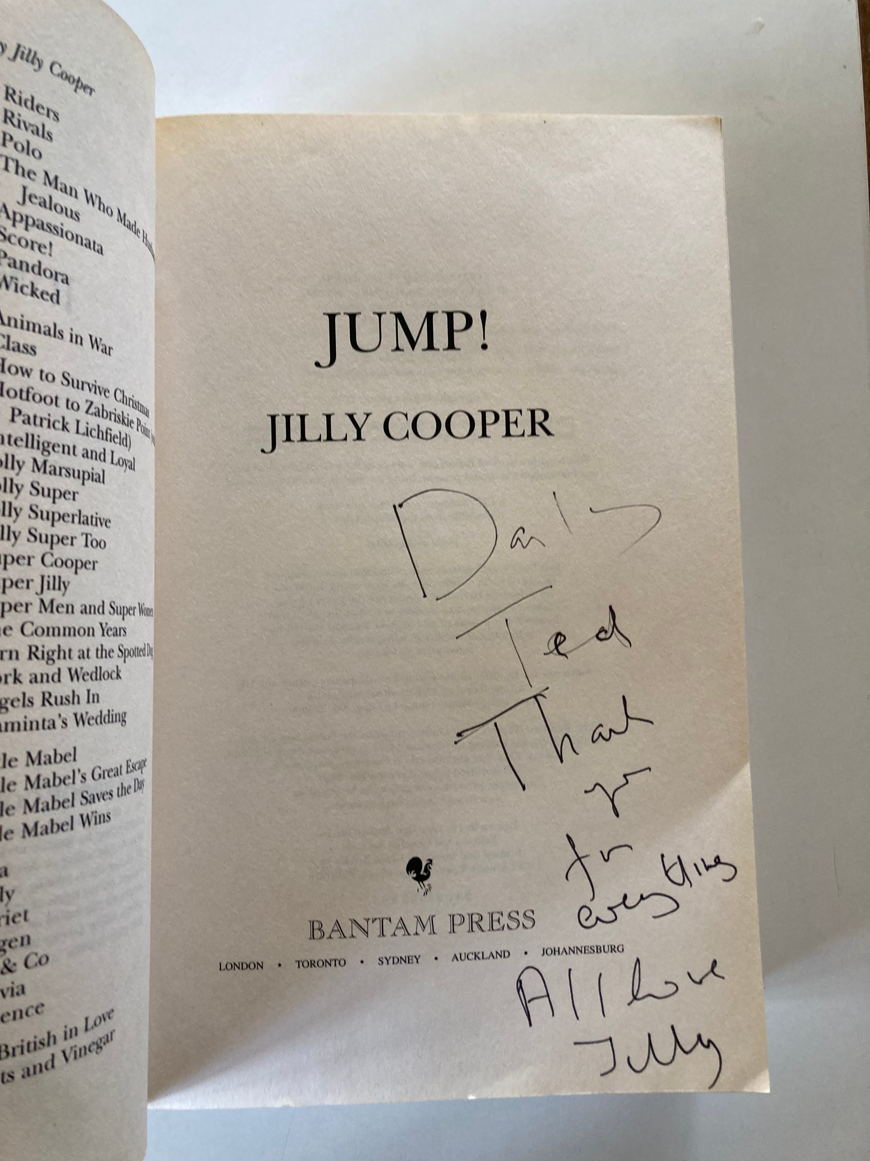 Jump! Jilly Cooper SIGNED Uncorrected Proof Copy 2010 Paperback Author of Rivals RARE