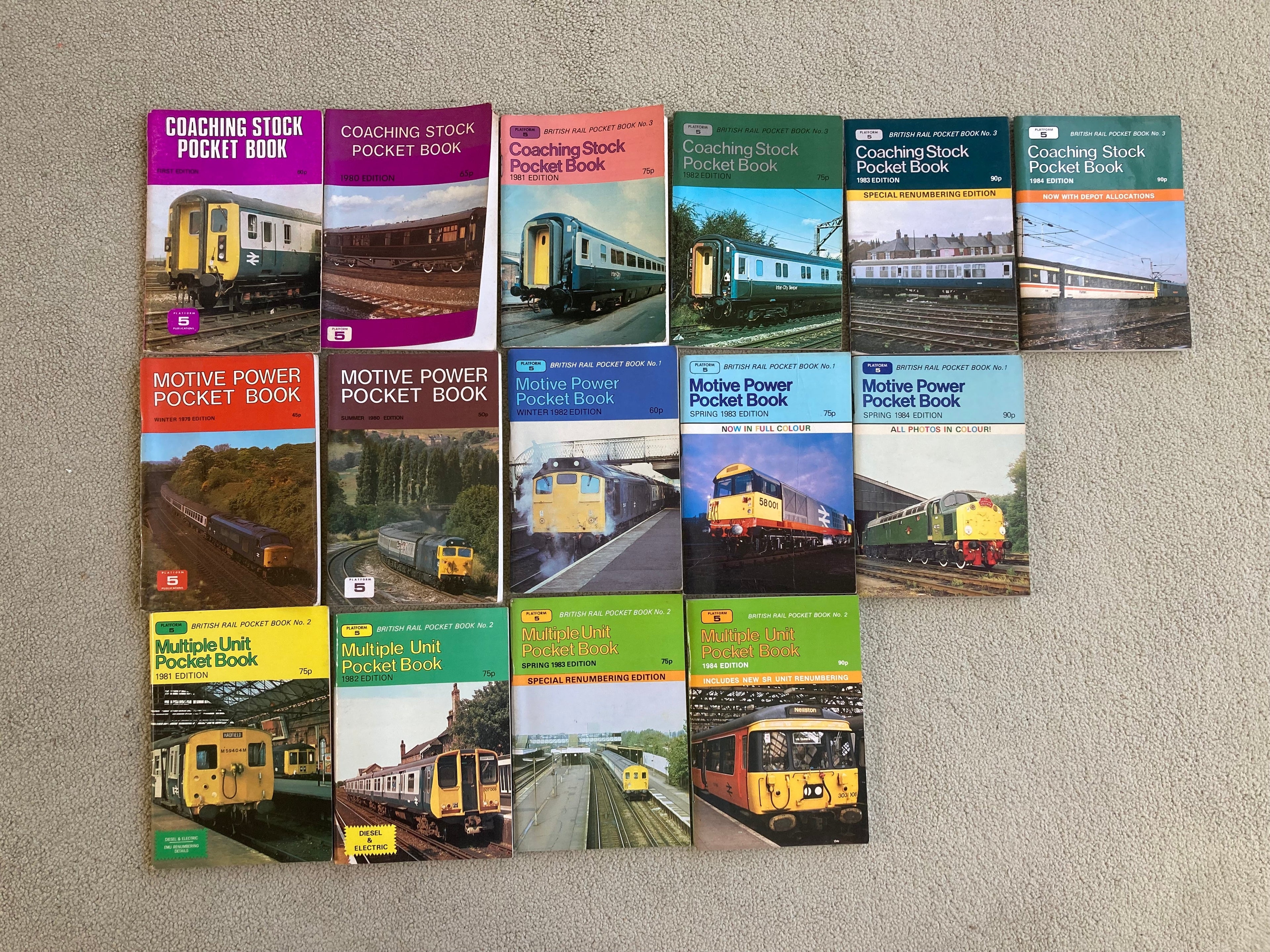15 British Rail Pocket Books Multiple Unit Coaching Stock and Motive Power 1979-1984