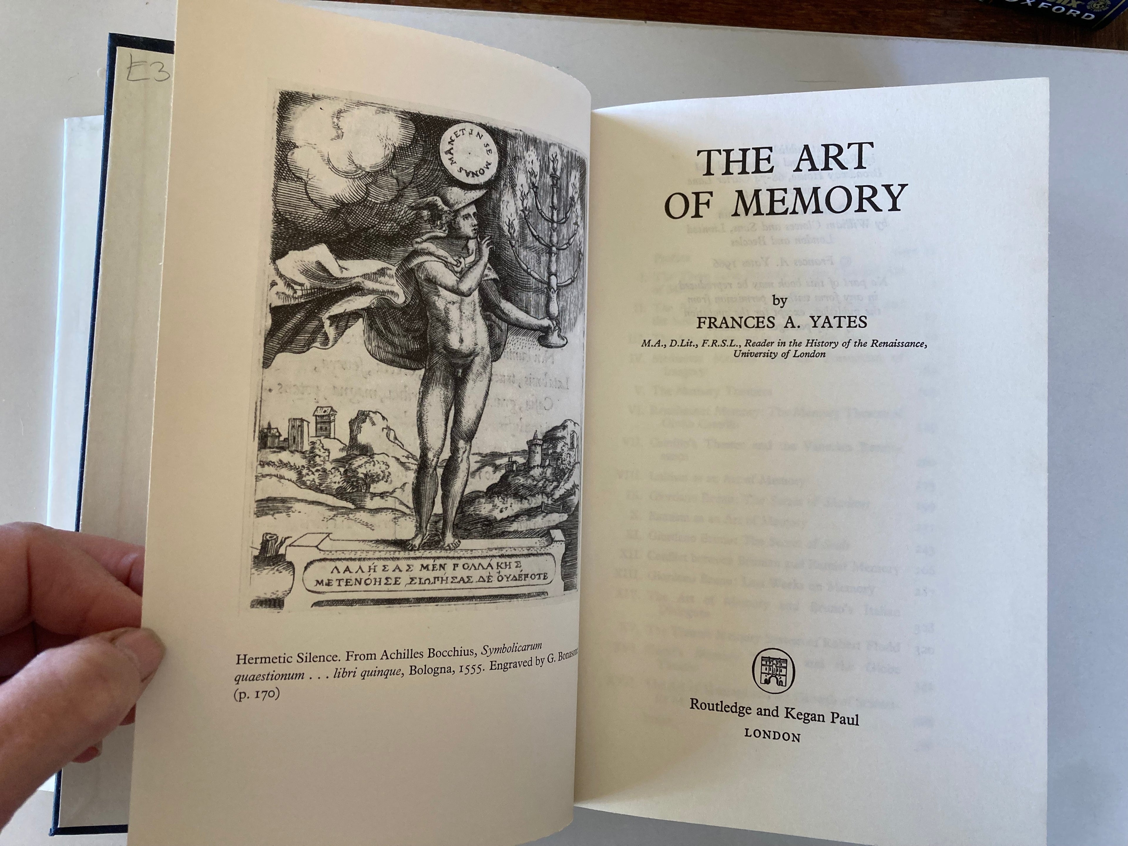 The Art of Memory by Frances A Yates First Edition Hardback Book from 1966