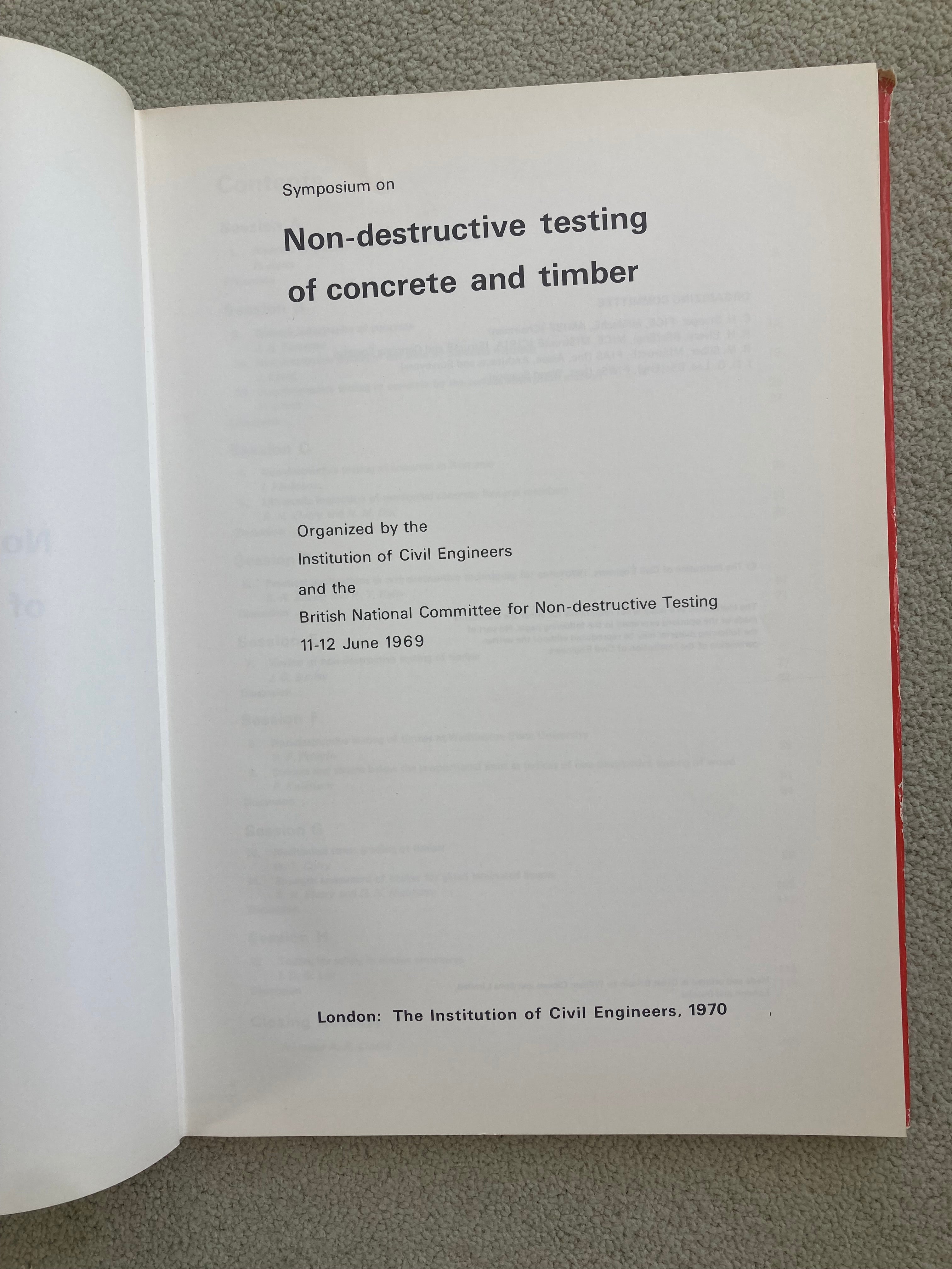 Symposium on Non-Destructive Testing of Concrete and Timber Published by The Institution of Civil Engineers in 1970