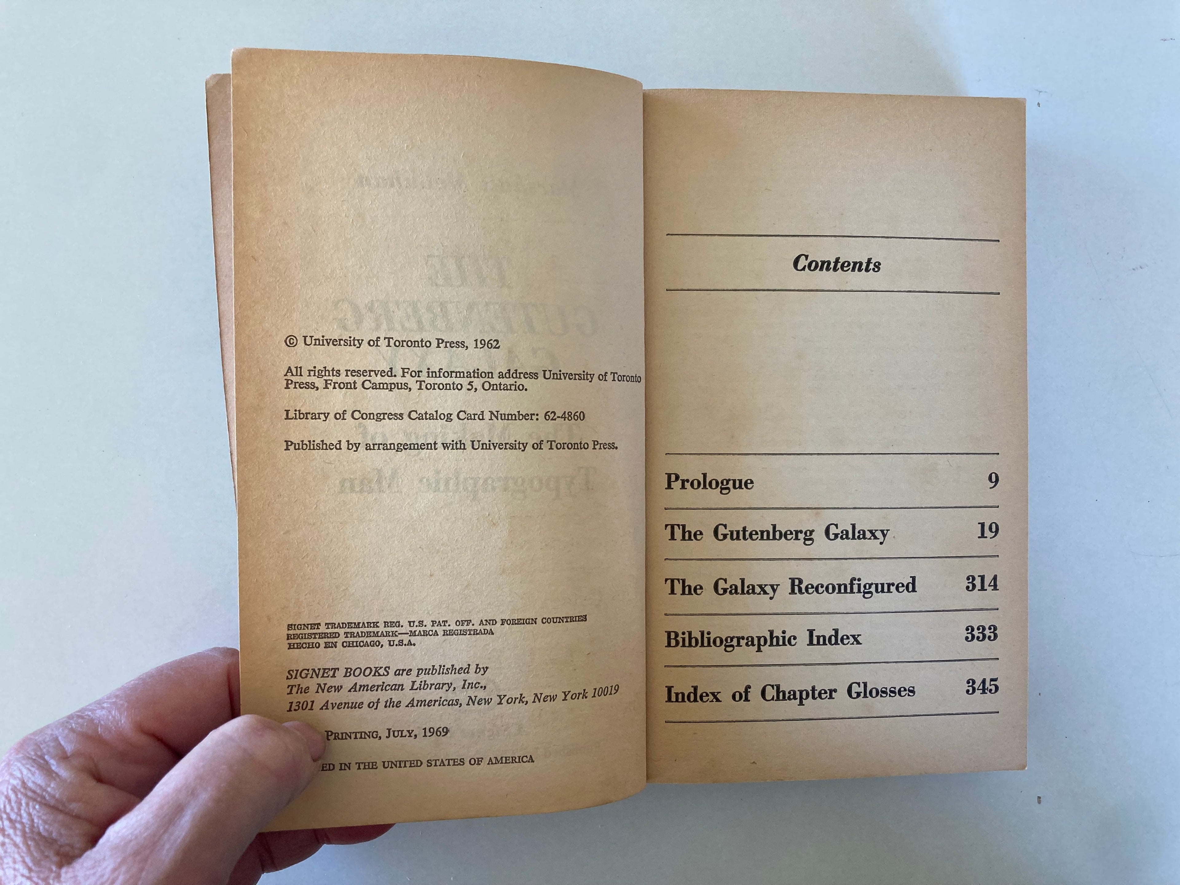 The Gutenberg Galaxy by Marshall McLuhan Signet Paperback Book from 1969