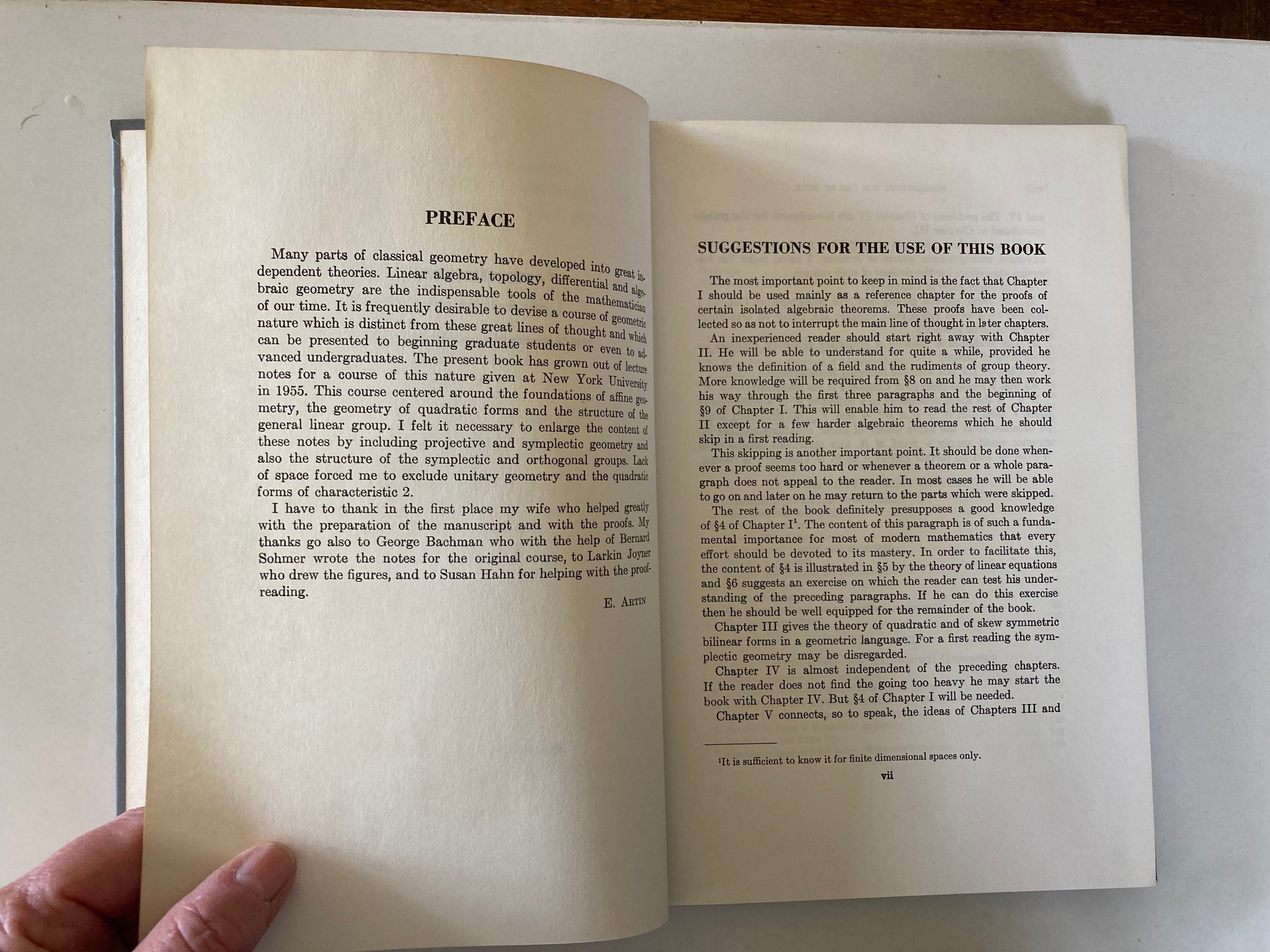 Geometric Algebra by E Artin Interscience Tracts First Edition Hardback Book 1966