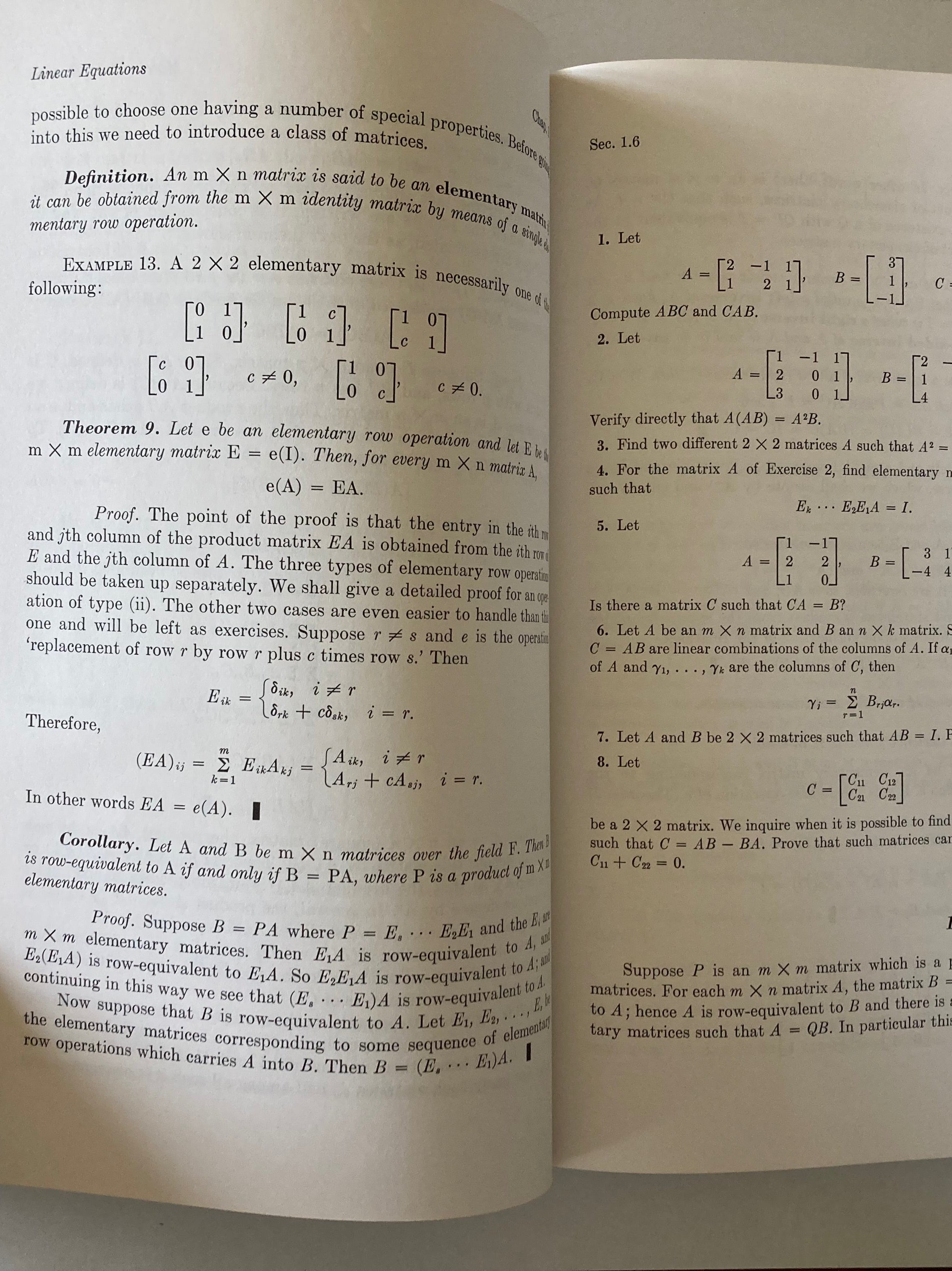Linear Algebra Second Edition by Kenneth Hoffman and Ray Kunze Prentice-Hall Inc Hardback Book 1971