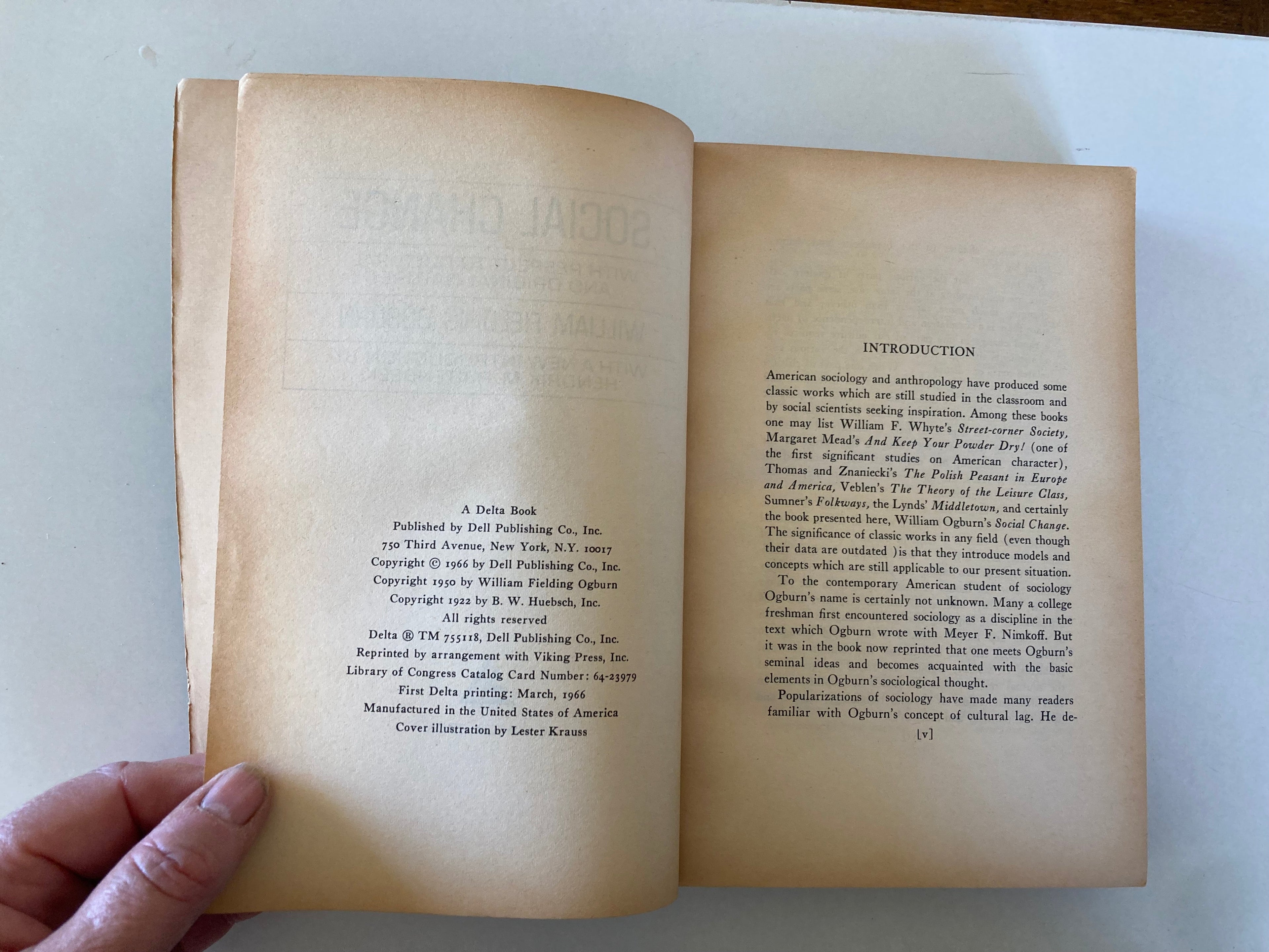 Social Change by William Fielding Ogburn A First Edition Dell Printing from 1966
