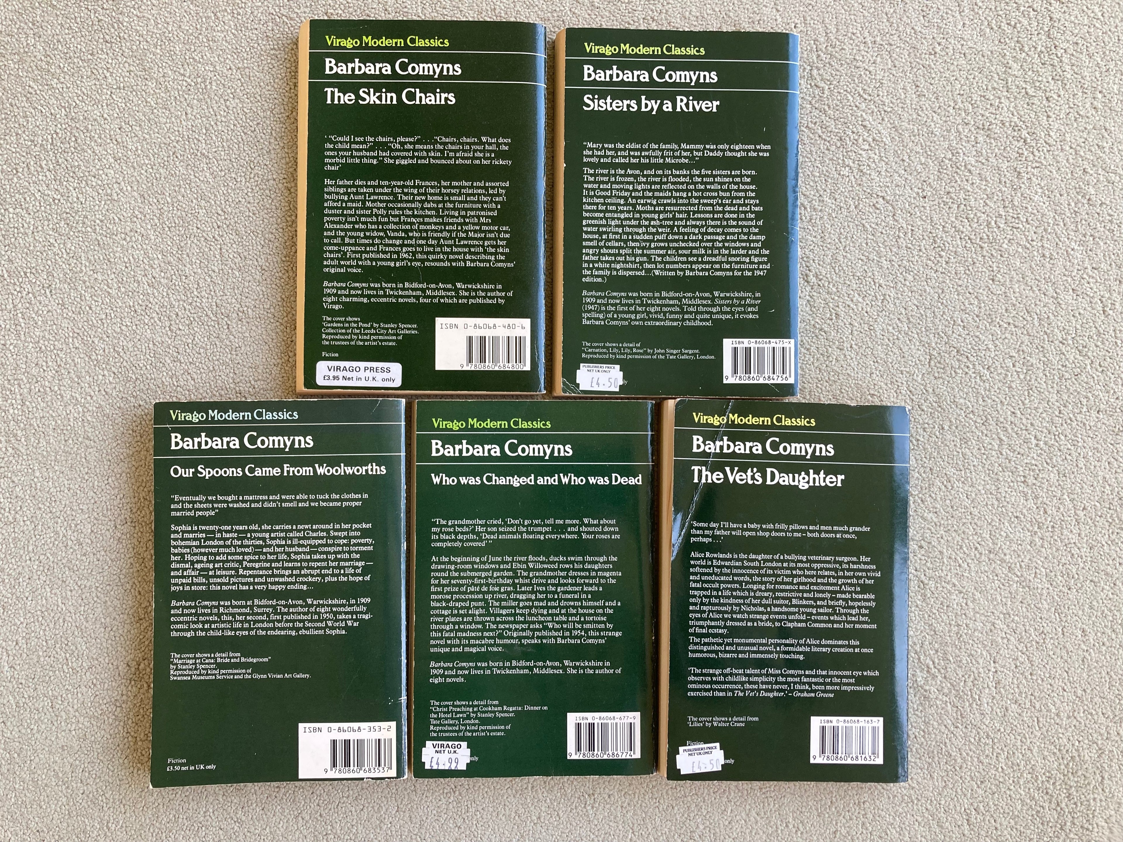 Five Barbara Comyns Virago Modern Classics including The Skin Chairs