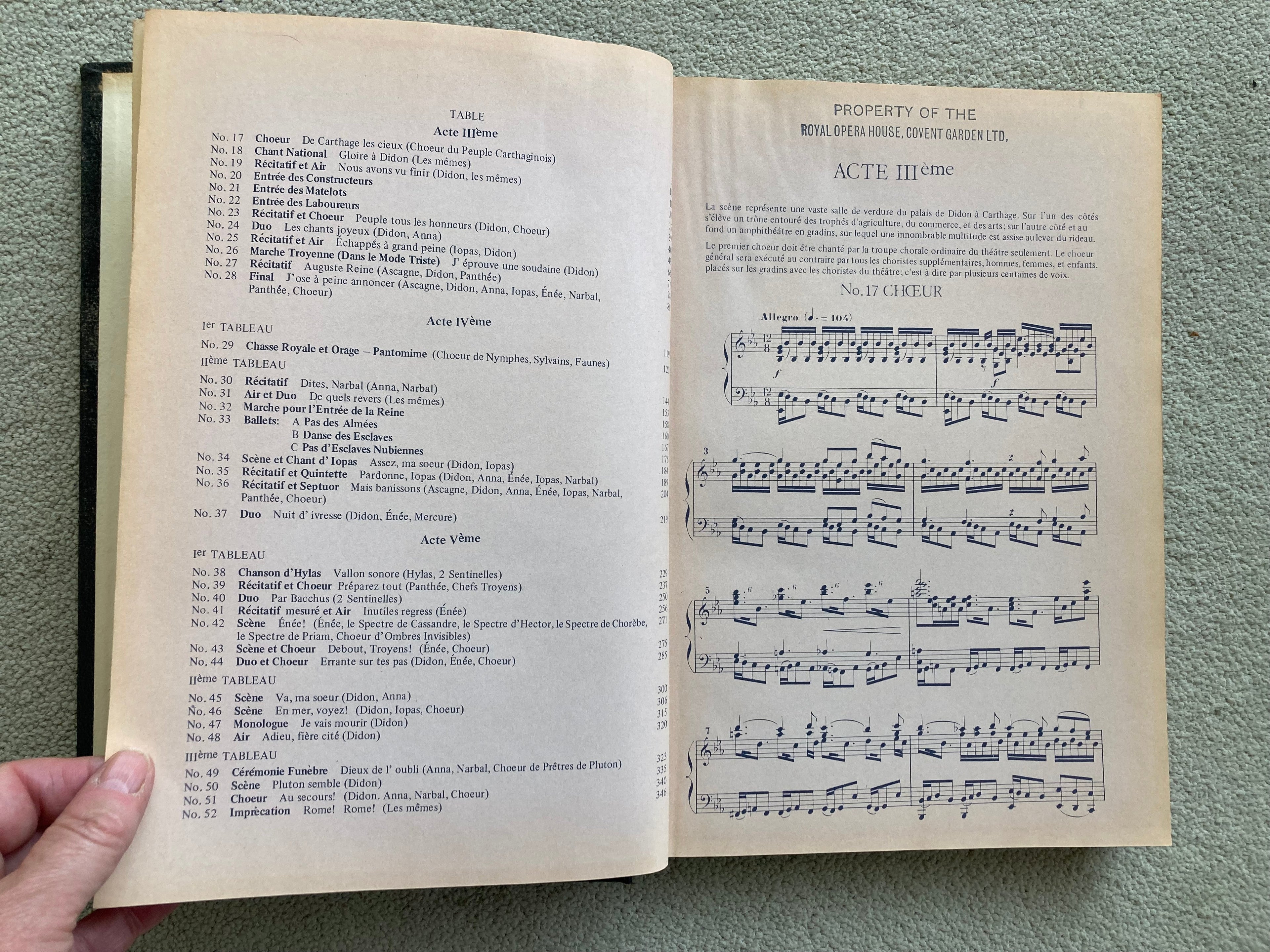 Music Vocal Score of Les Troyens Hector Berlioz Acts 1-5 in Two Volumes with Property of The Royal Opera House Stamp Barenreiter Kassell BA5442e