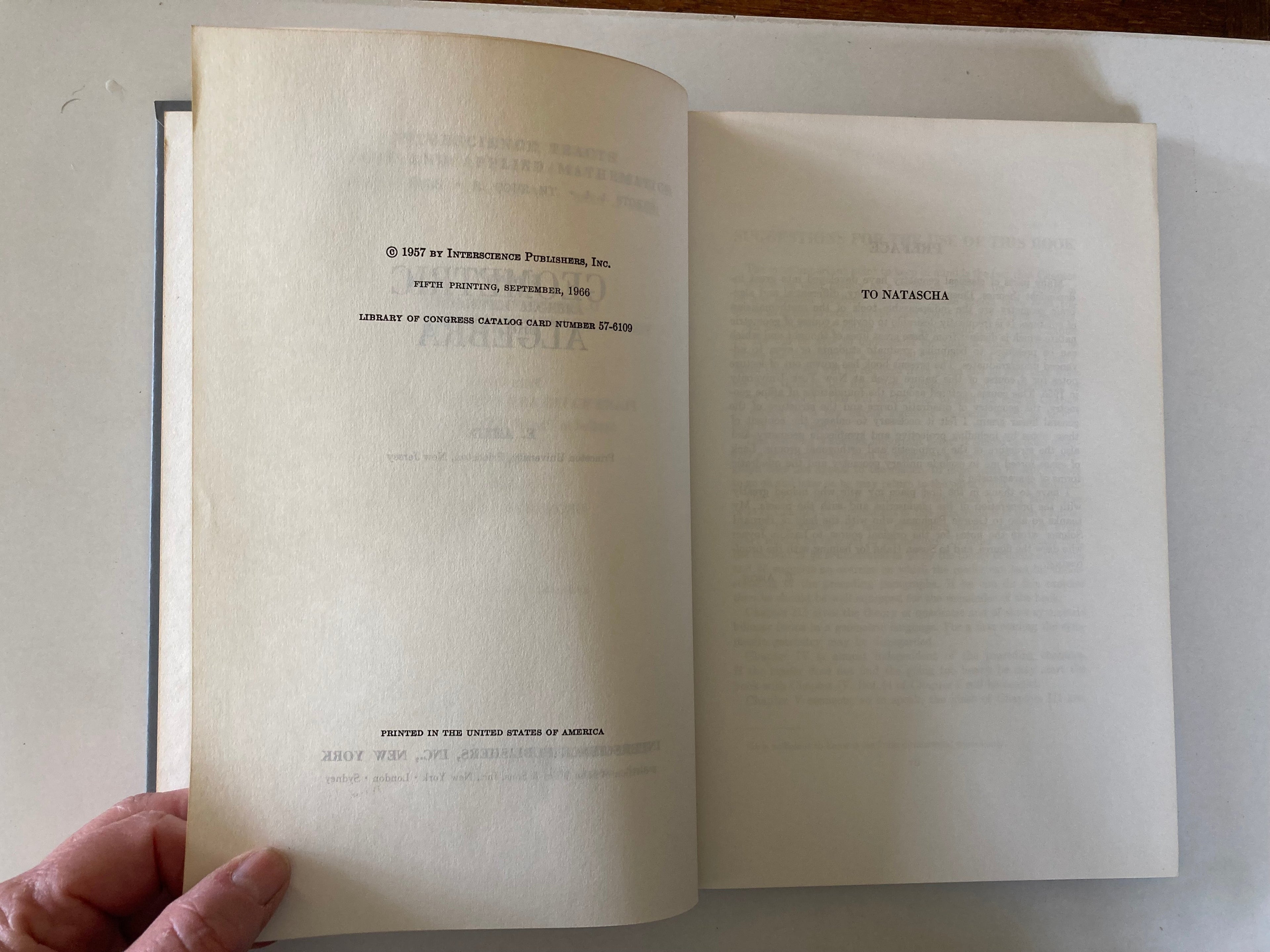 Geometric Algebra by E Artin Interscience Tracts First Edition Hardback Book 1966
