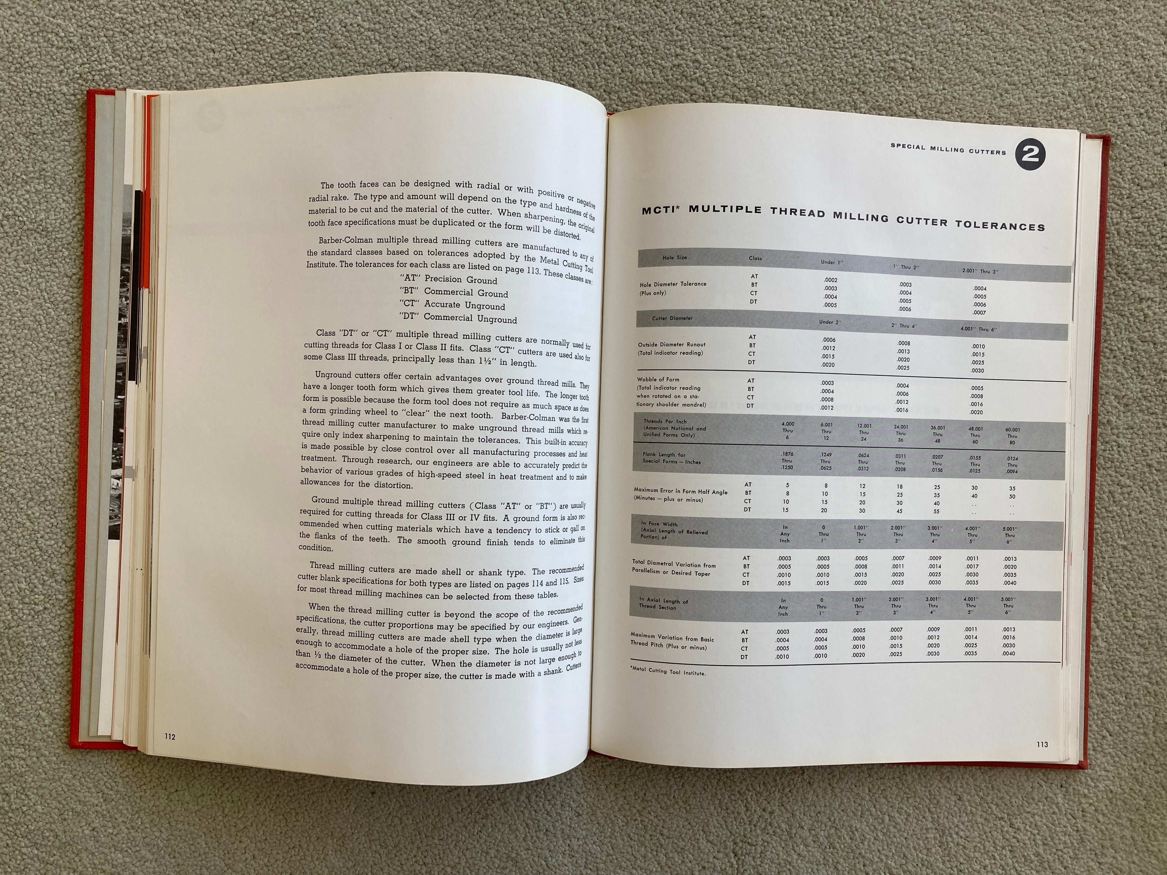 Barber Colman Milling Cutter Handbook First Edition 1959 Illustrated Book