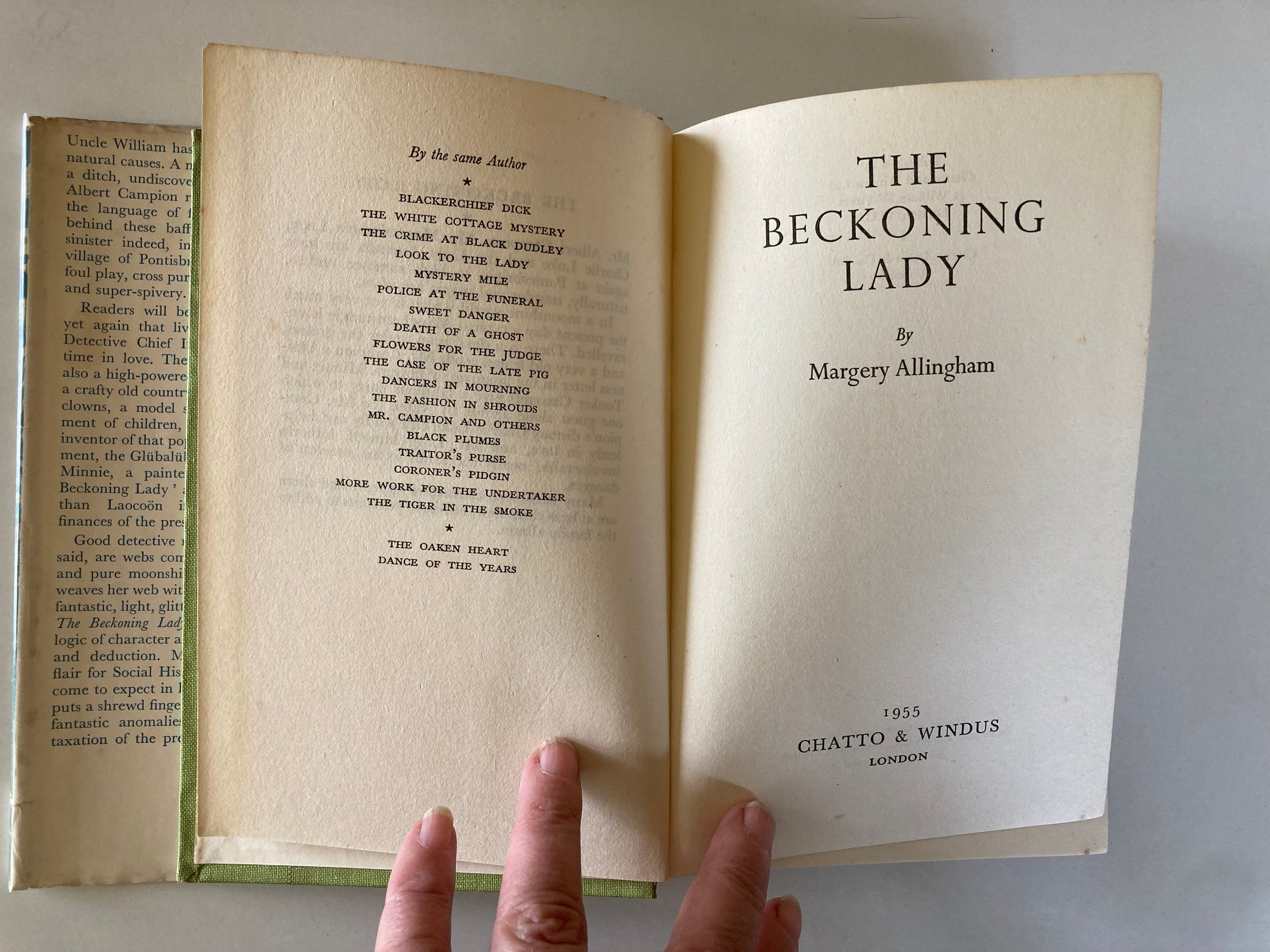 The Beckoning Lady by Margery Allingham First Edition Hardback Book with Dustjacket from 1955
