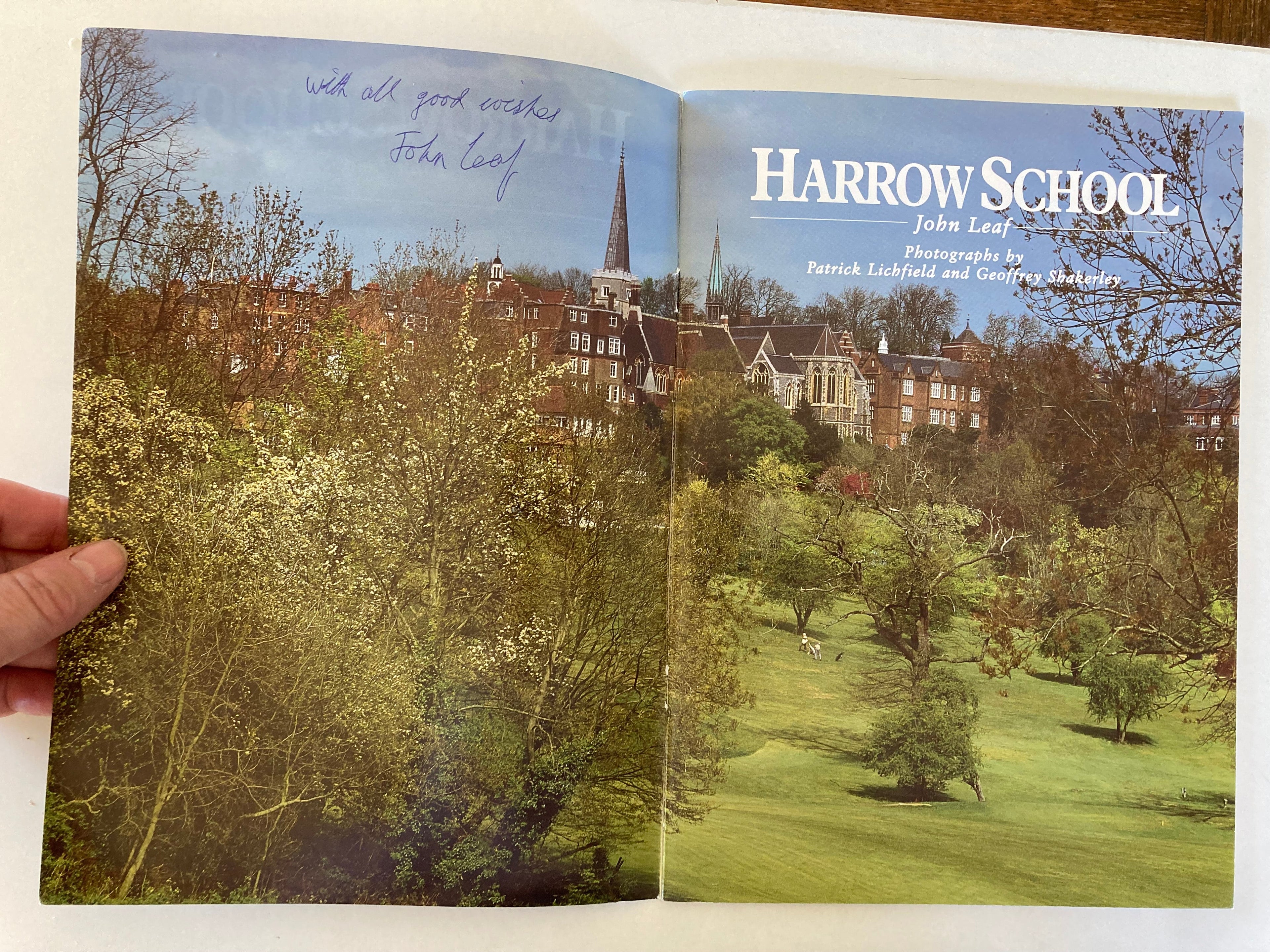 Harrow School Booklet Written and SIGNED by John Leaf in 2000