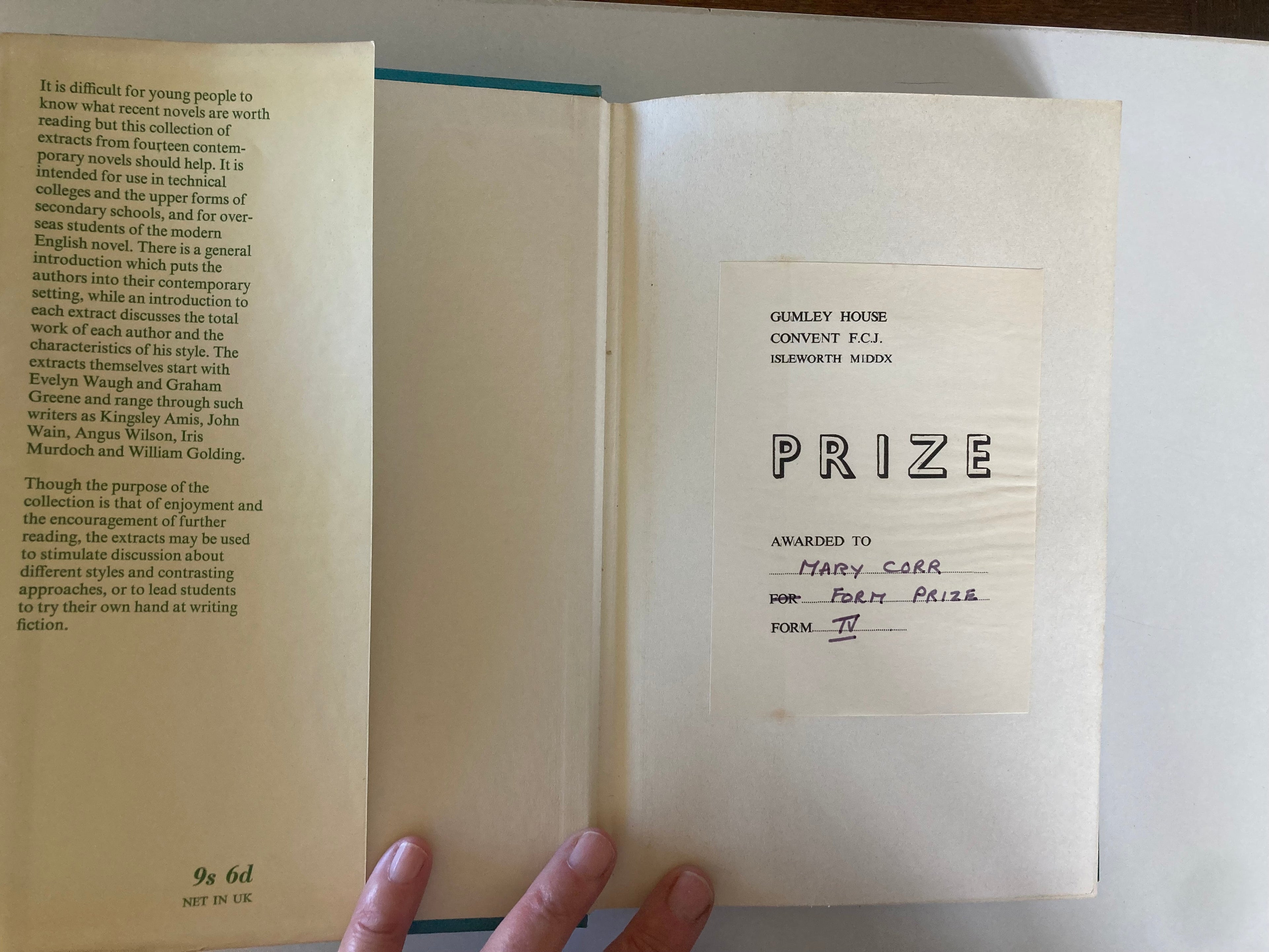 Novels of Today Penelope J Manners Extracts from Contemporary English Novels 1967 Hardback Book