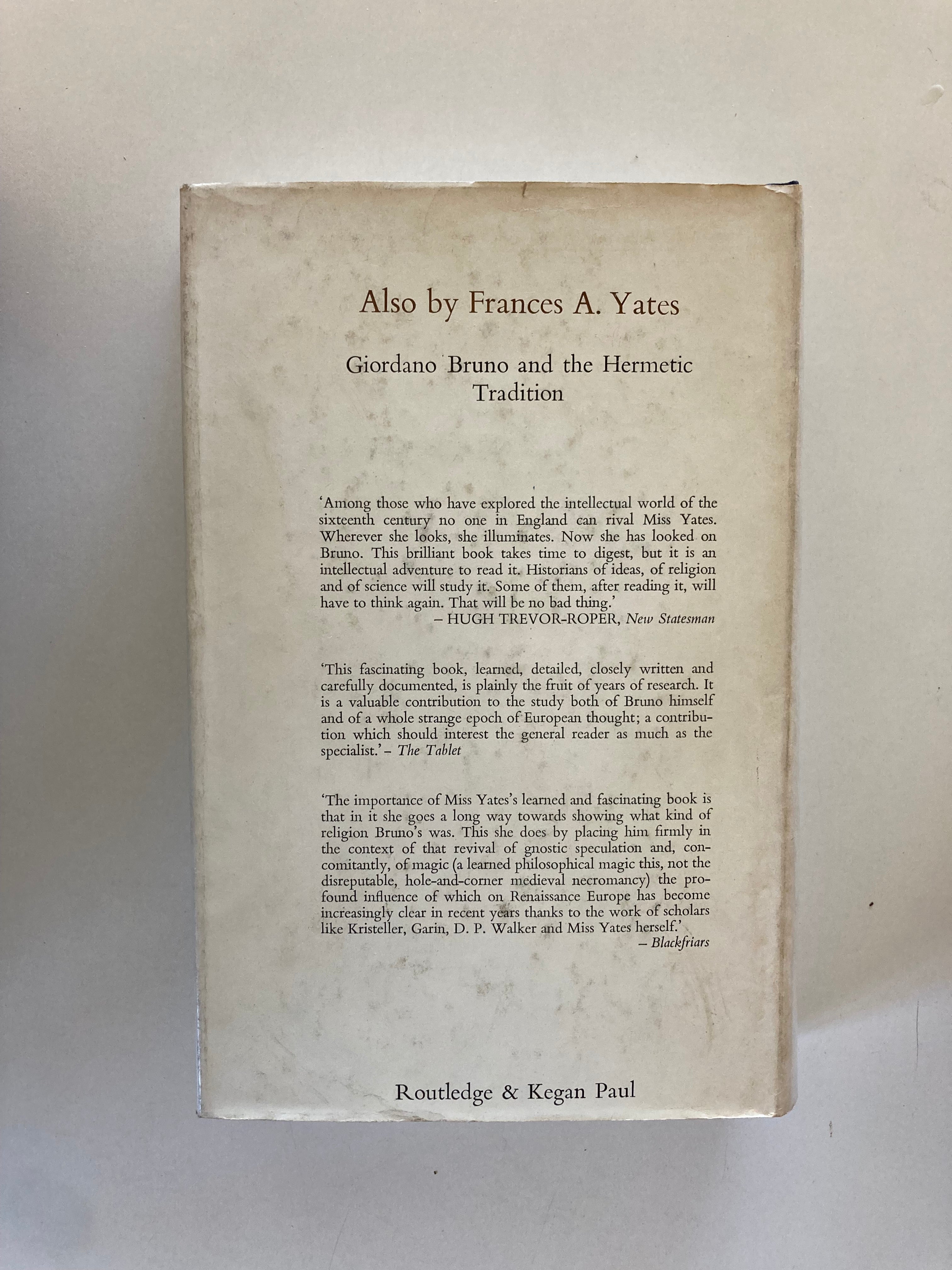 The Art of Memory by Frances A Yates First Edition Hardback Book from 1966