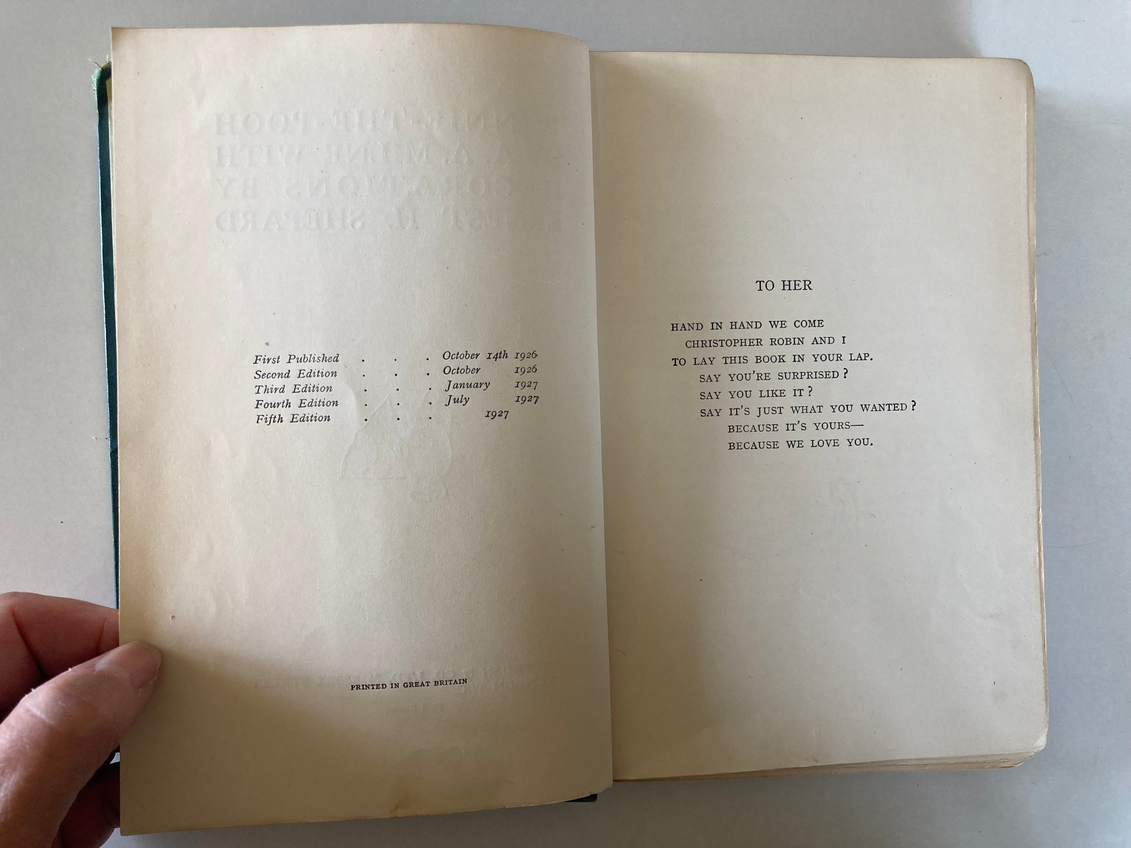 Winnie the Pooh by A A Milne with Decorations by Ernest H Shepard Fifth Edition 1927